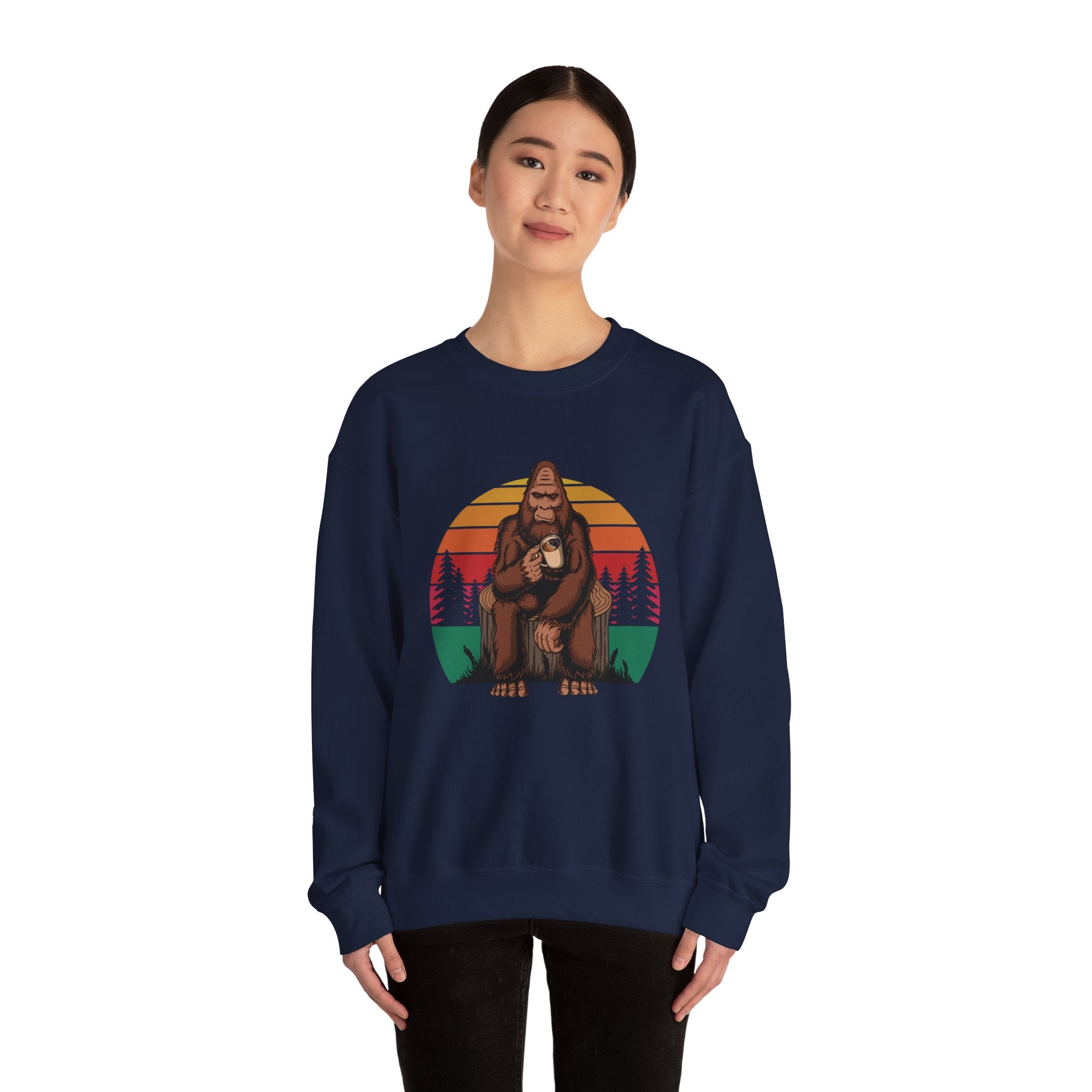 Bigfoot Coffee Drinker Outdoor Camping Unisex Mens Womens Sweatshirt