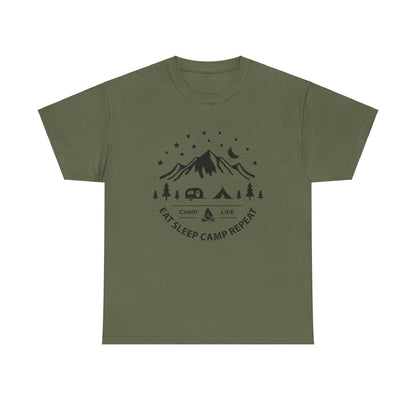 Camping T-Shirt Gift BF GF Husband Wife Eat Sleep Camp Repeat Hiking Outdoors