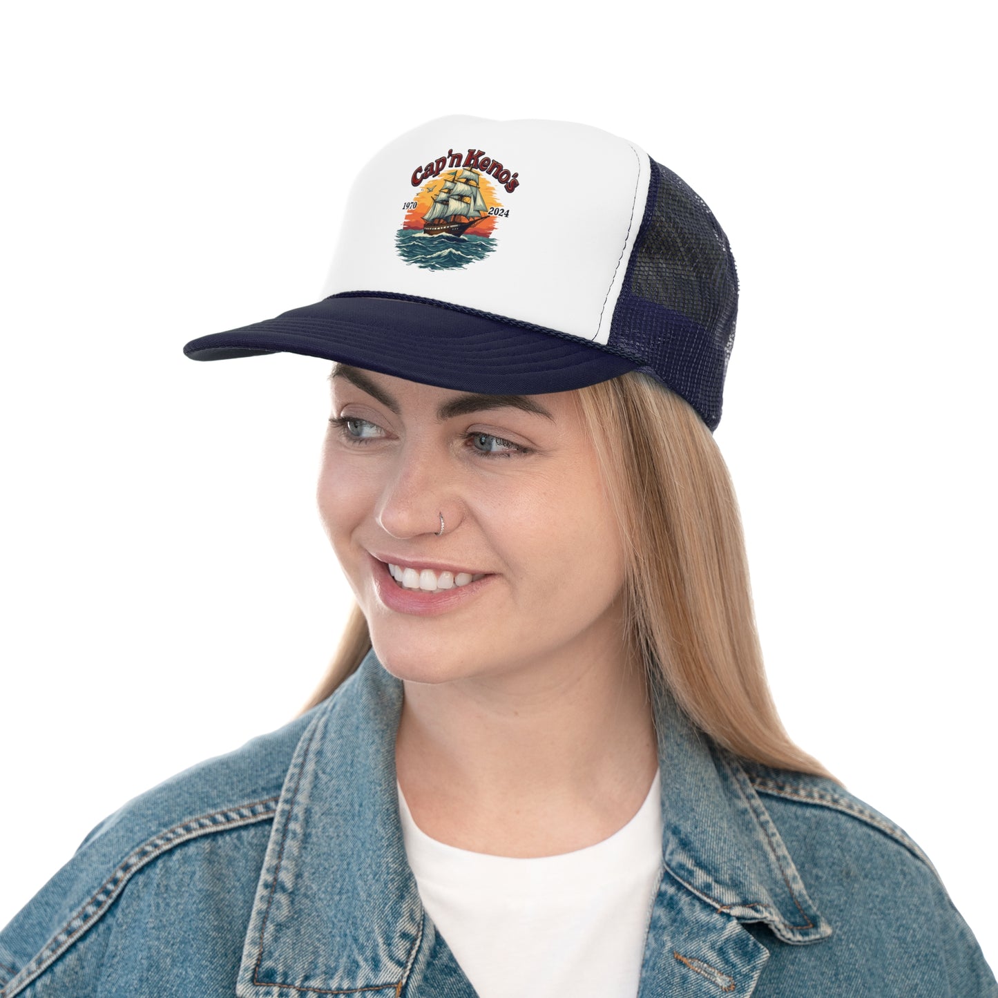 Cap'n Kenos Encinitas California Tribute Sailor Graphic Trucker Caps