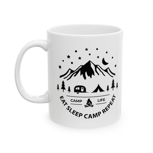 Eat Sleep Camp Repeat Camping Outdoors Lover Novelty Coffee Ceramic Gift Mug