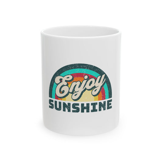 Enjoy Sunshine Cute Boho Retro Graphic Novelty Ceramic Coffee Mug