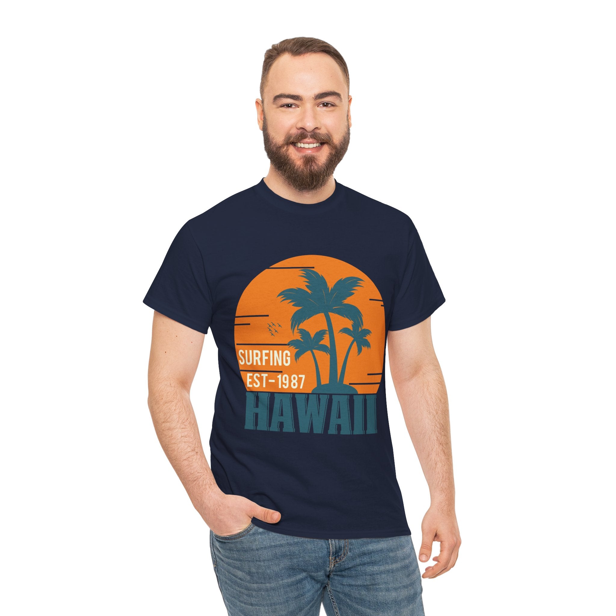 Surfing Hawaii HI Souvenir Gift Unisex Graphic Novelty T-Shirt