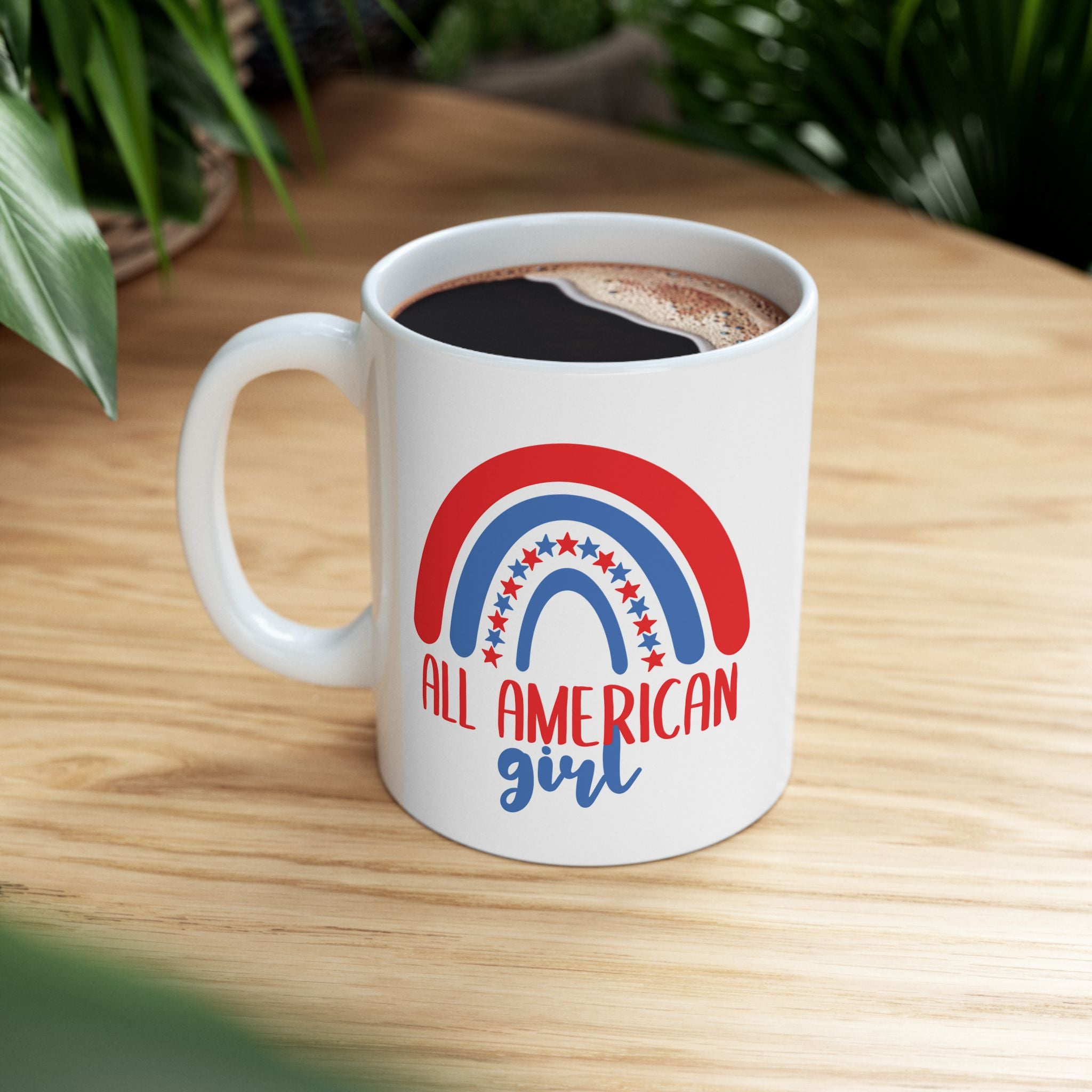 All American Girl Patriotic Rainbow USA Ceramic Coffee Mug