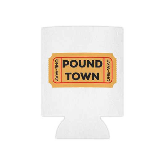 Funny One Way Ticket To Pound Town Meme Beer Soda Can Cooler Koozie