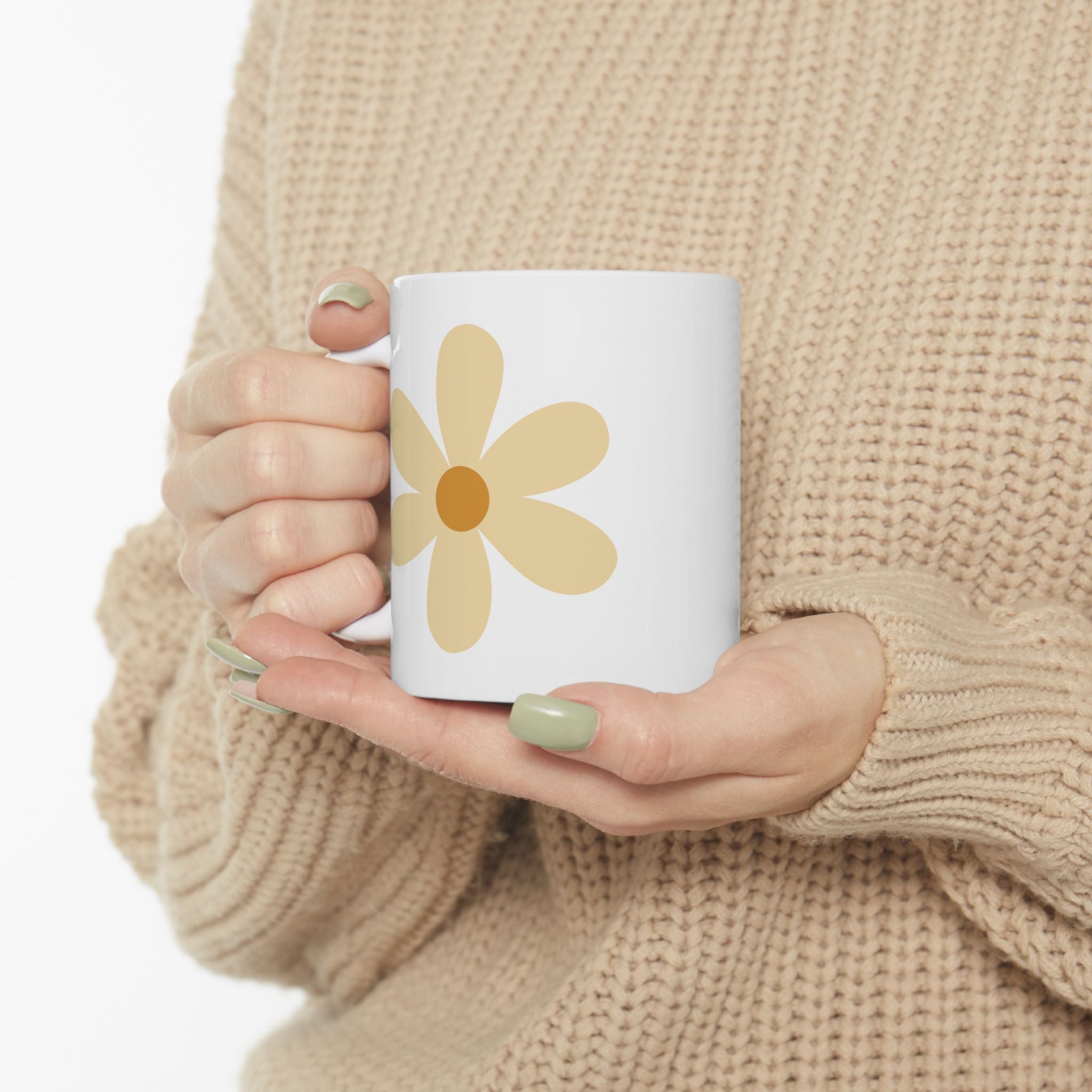 Cute Retro Vintage Daisy Flower Graphic Novelty Ceramic Coffee Mug