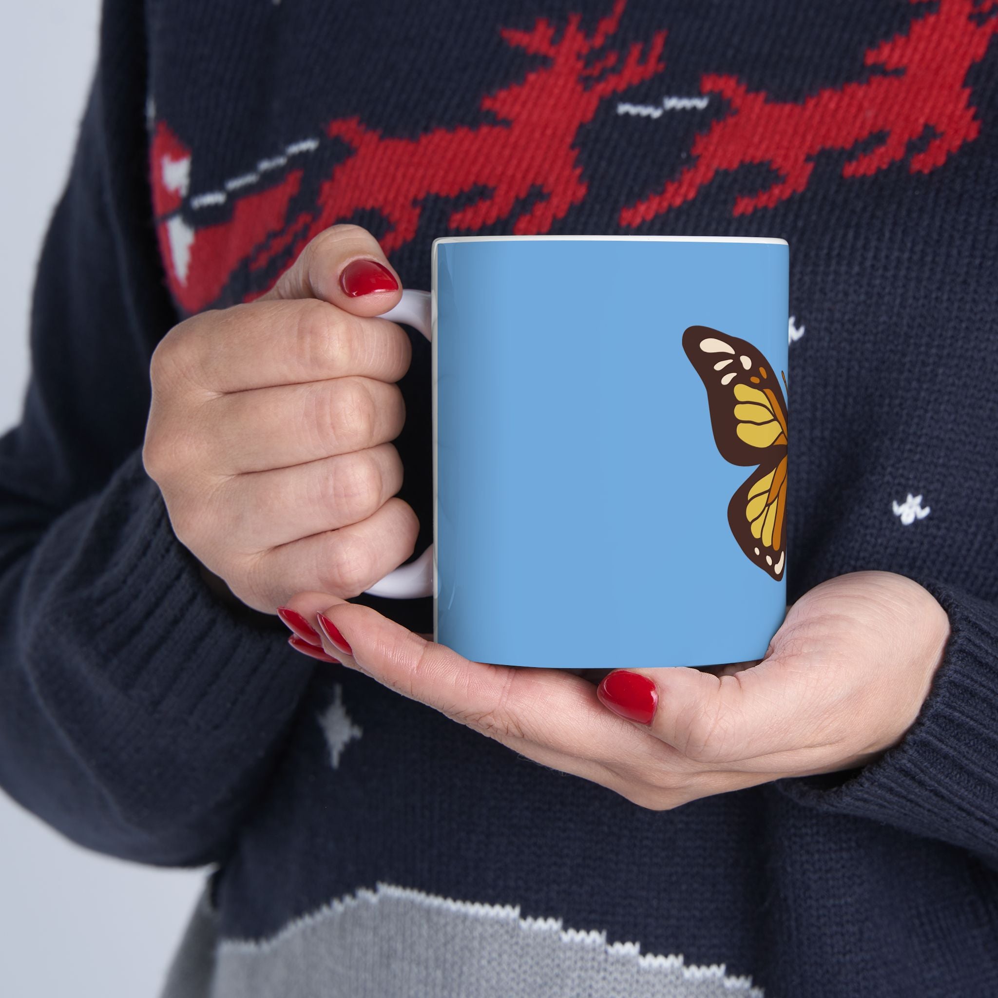 Cute Retro Vintage Boho Butterfly Ceramic Coffee Mug