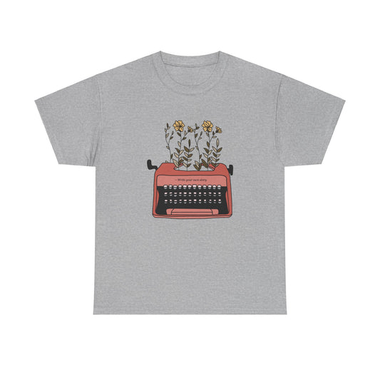 Cute Typewriter Flowers Retro Unisex Graphic Novelty Shirt Tee