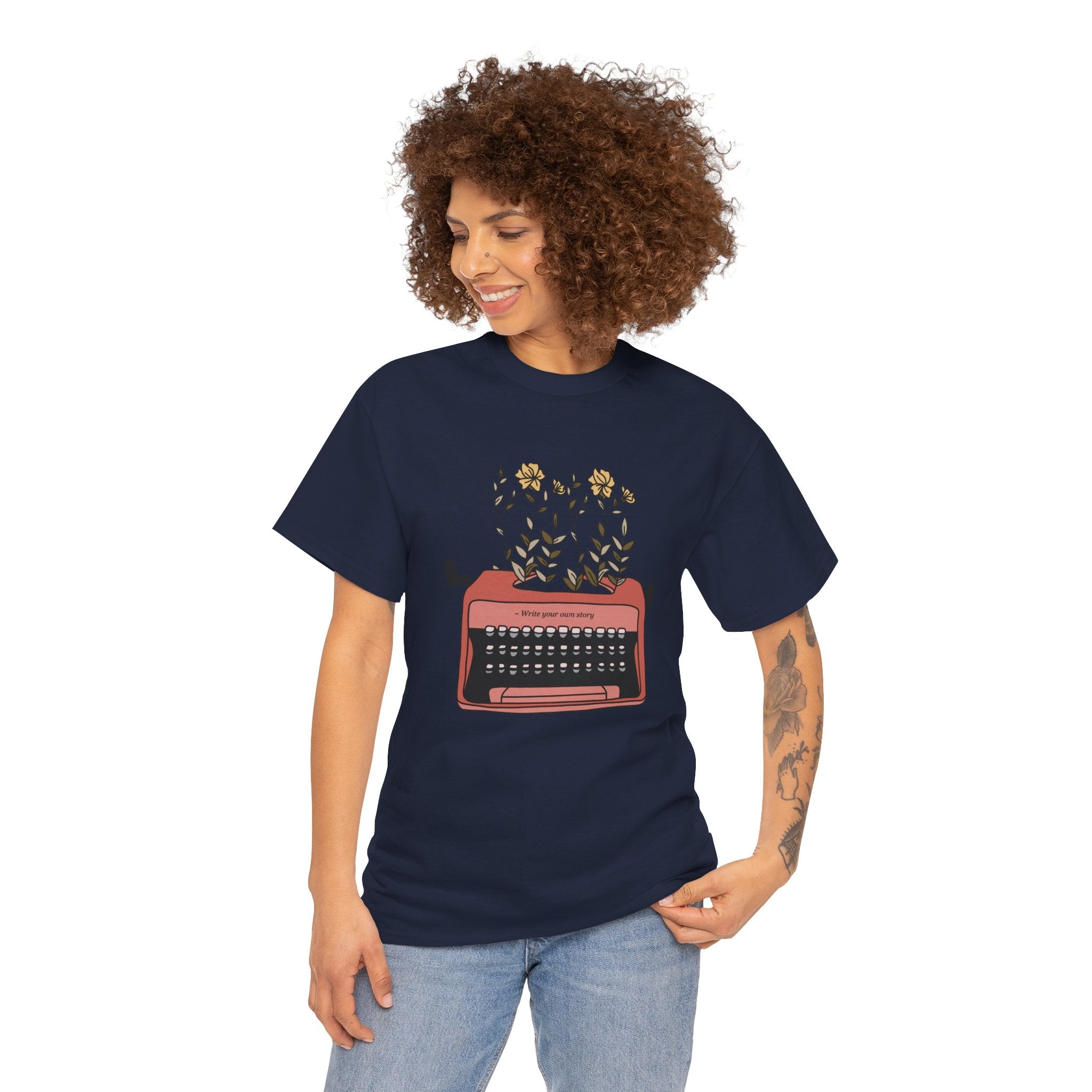 Cute Typewriter Flowers Retro Unisex Graphic Novelty Shirt Tee