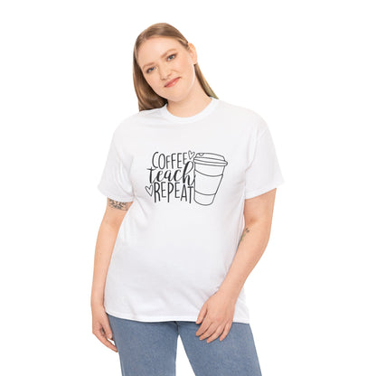 Coffee Teach Repeat Teacher School Unisex Graphic Novelty Tee