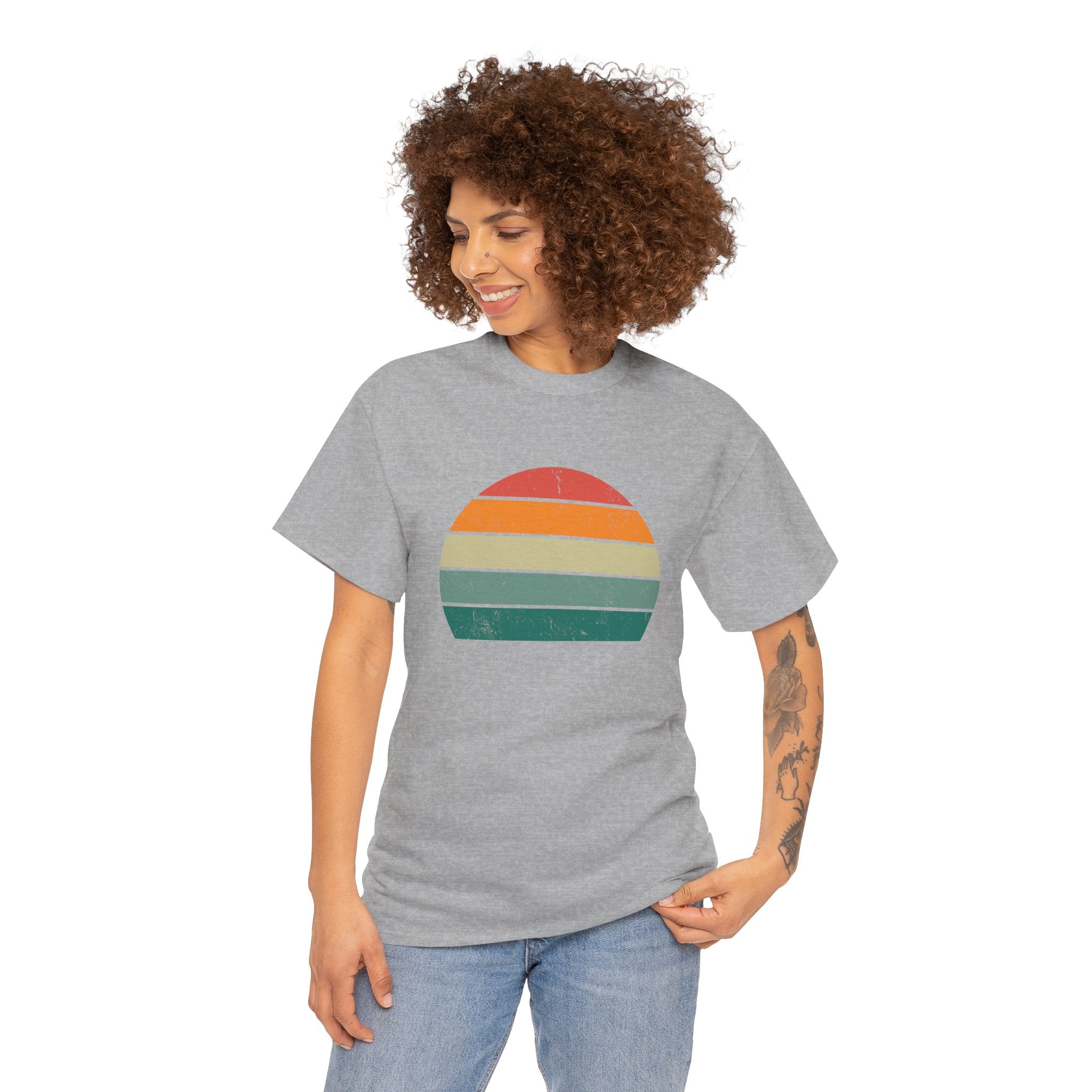 Retro Distressed Sunset Unisex Graphic Novelty Shirt Tee