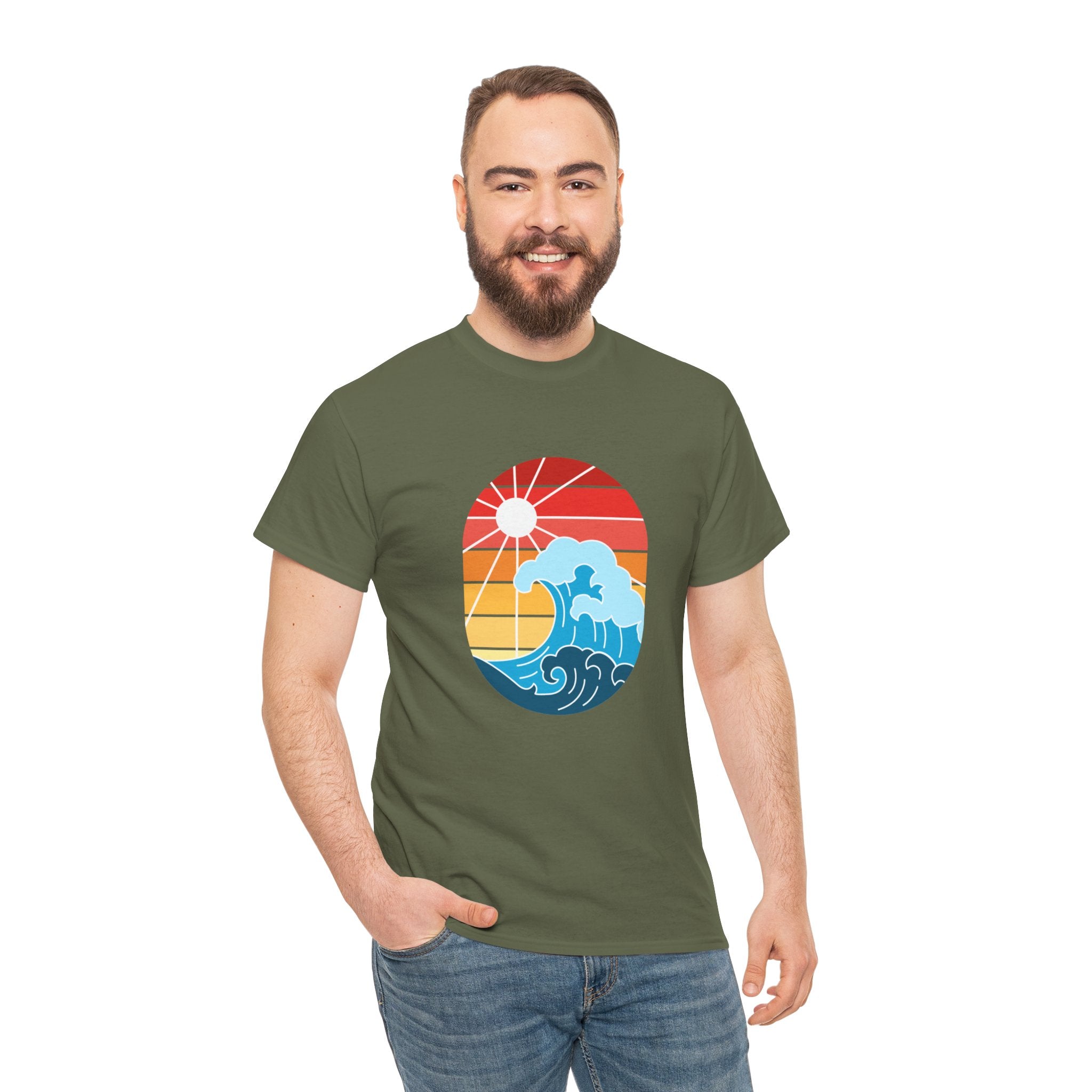 Wave Ocean Sunset Unisex Graphic Novelty Shirt Tee