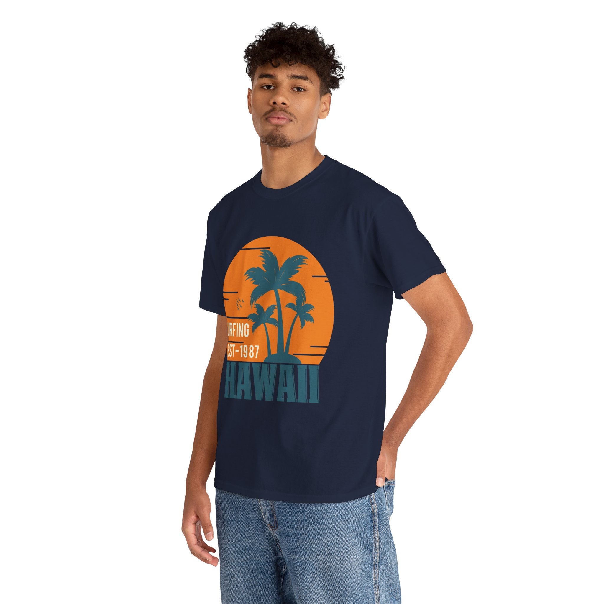 Surfing Hawaii HI Souvenir Gift Unisex Graphic Novelty T-Shirt