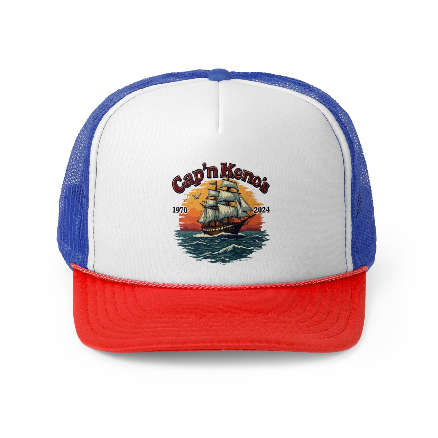 Cap'n Kenos Encinitas California Tribute Sailor Graphic Trucker Caps