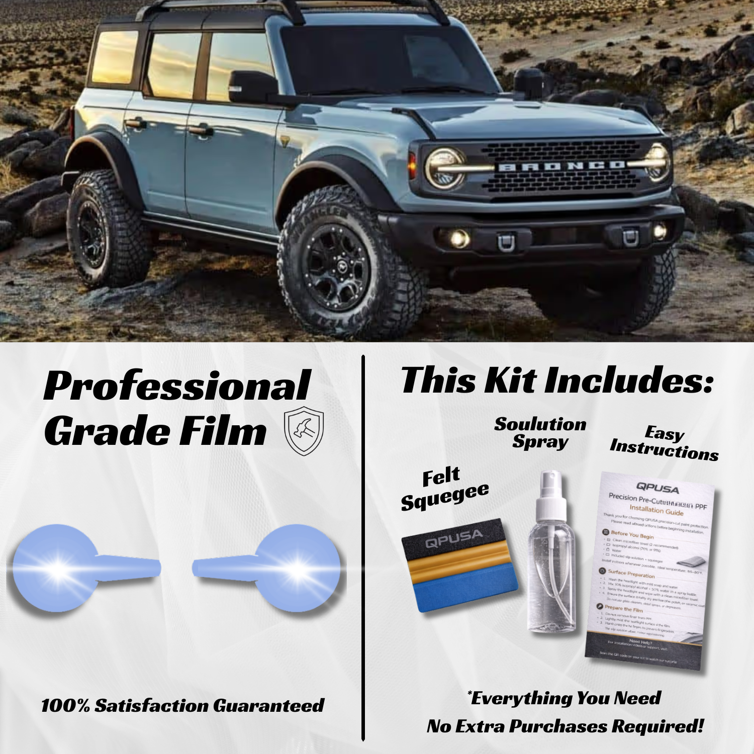 Ford Bronco Headlight PPF Protection Kit (2021-2026)