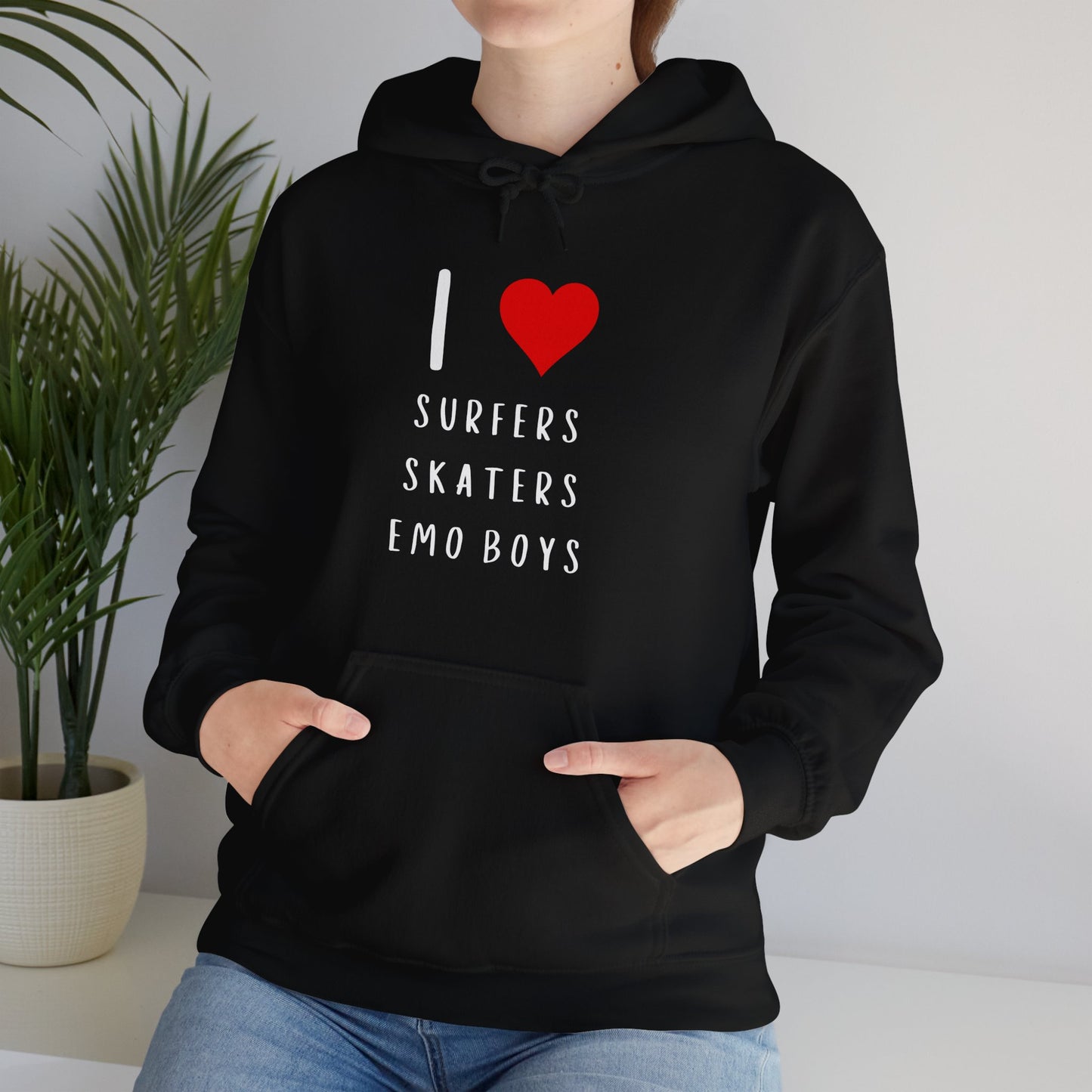 Copy of Funny Women's I Love Surfers Skaters Emo Boys Graphic Novelty Hoodie