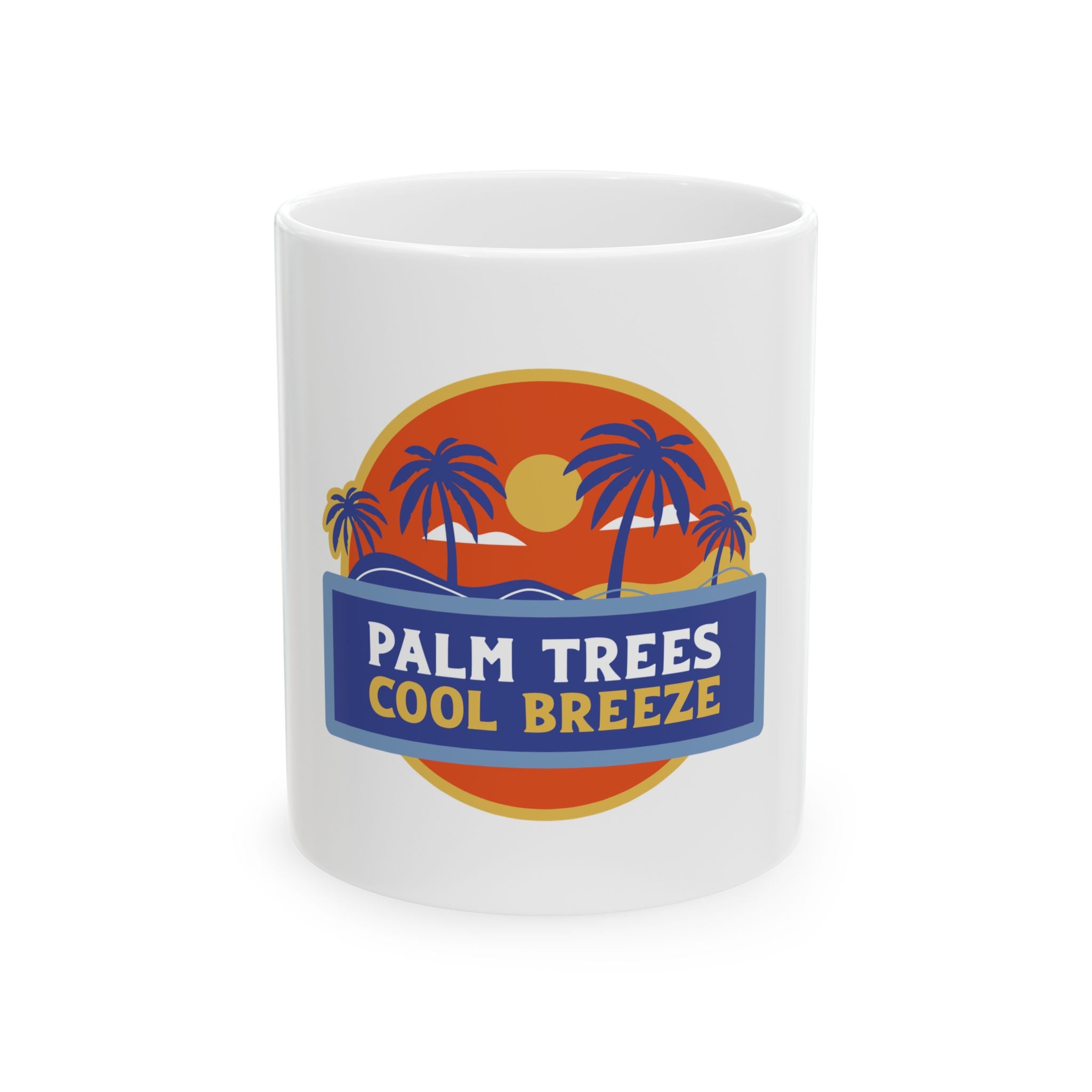 Palm Trees Cool Breeze Retro Beach Graphic Novelty Ceramic Coffee Mug