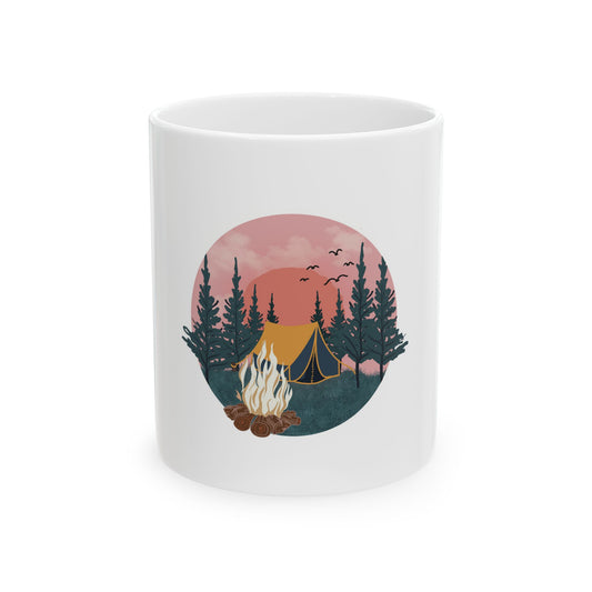 Cute Camping Outdoor Graphic Novelty Ceramic Coffee Mug Gift