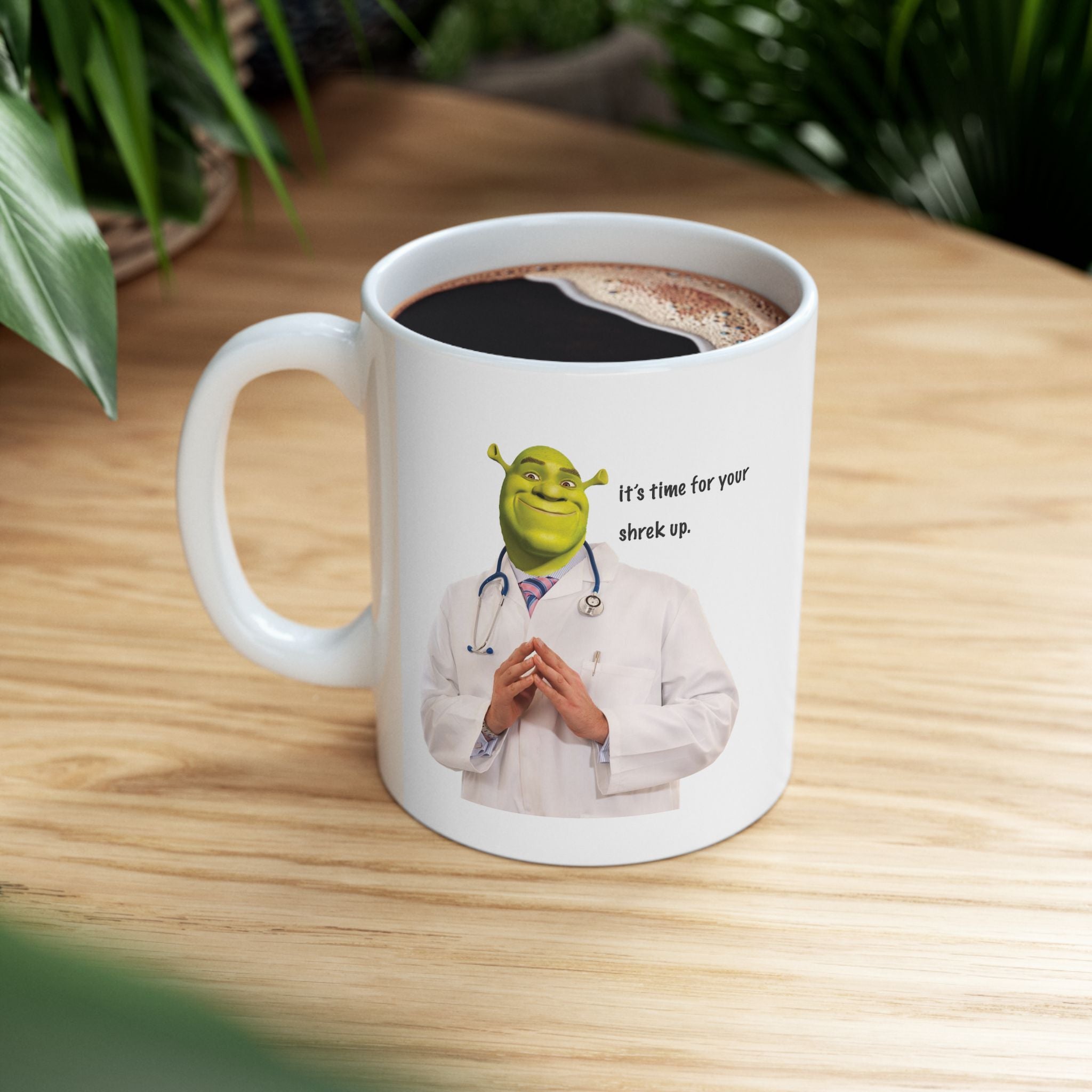 Funny Shrek Up Meme Coffee Ceramic Mug