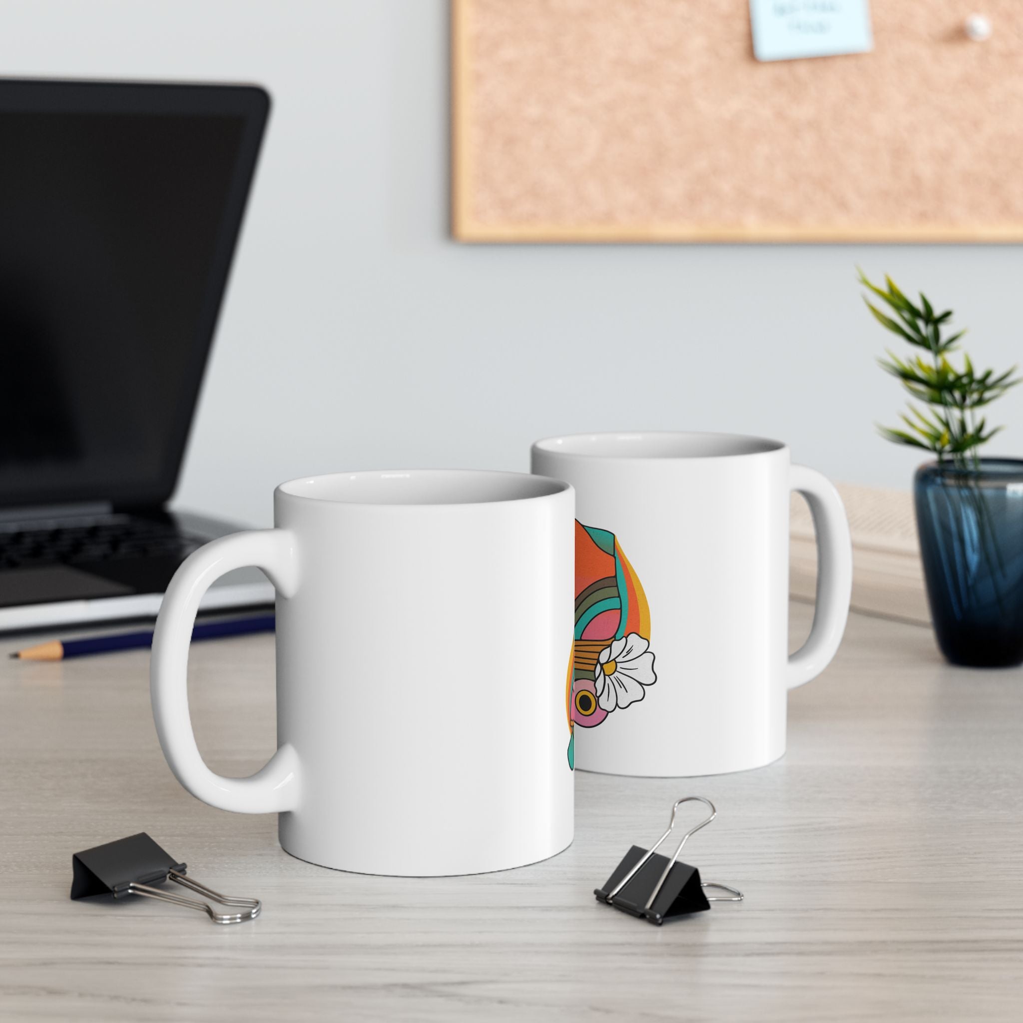 Cute Vintage Retro Rollerskates Ceramic Coffee Mug