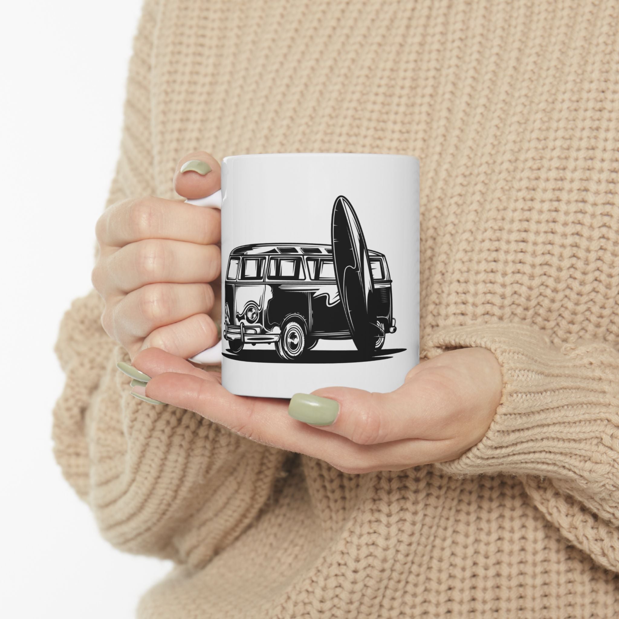 Vintage Bus Beach Surf Ceramic Coffee Mug