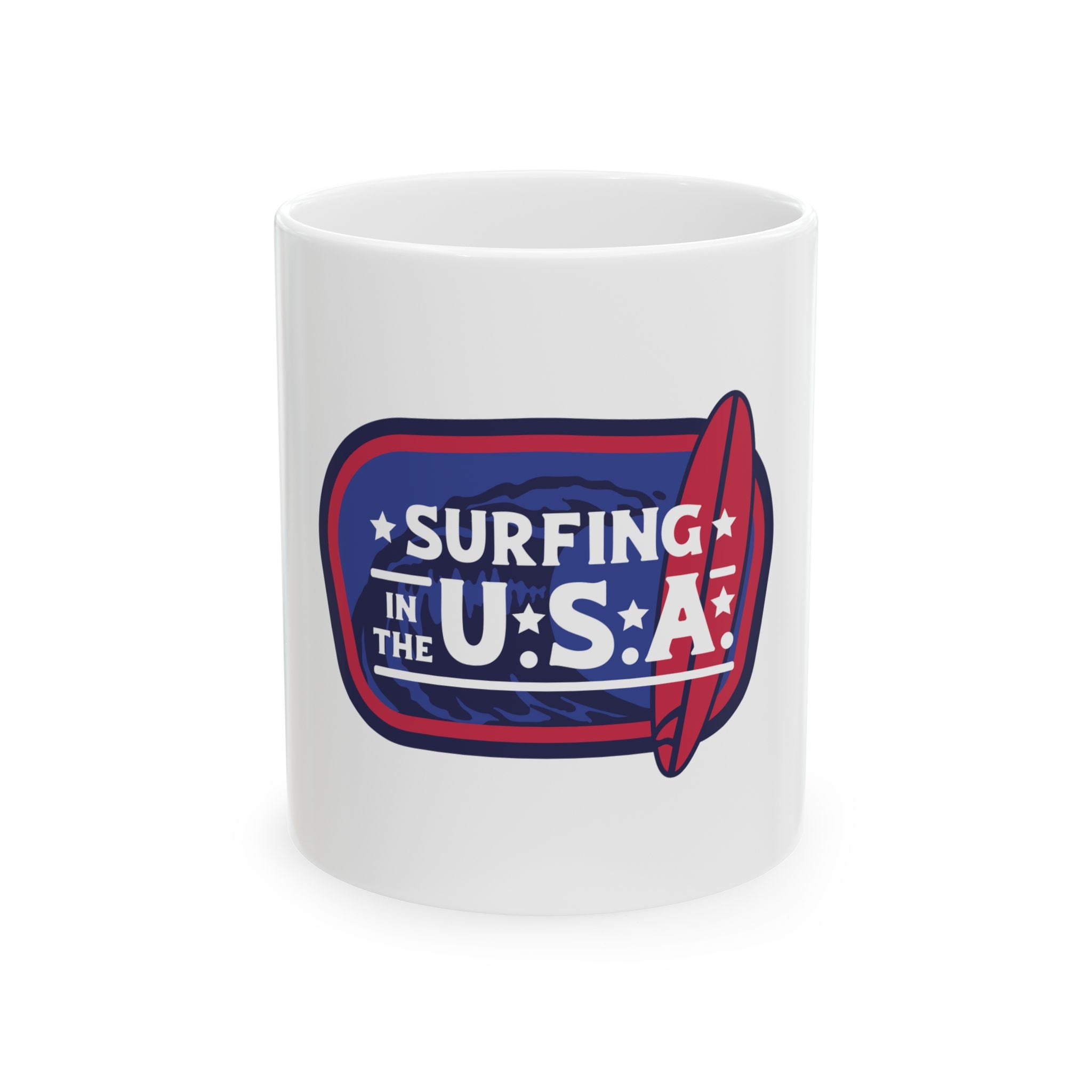 Surfing USA Retro Graphic Novelty Ceramic Coffee Mug