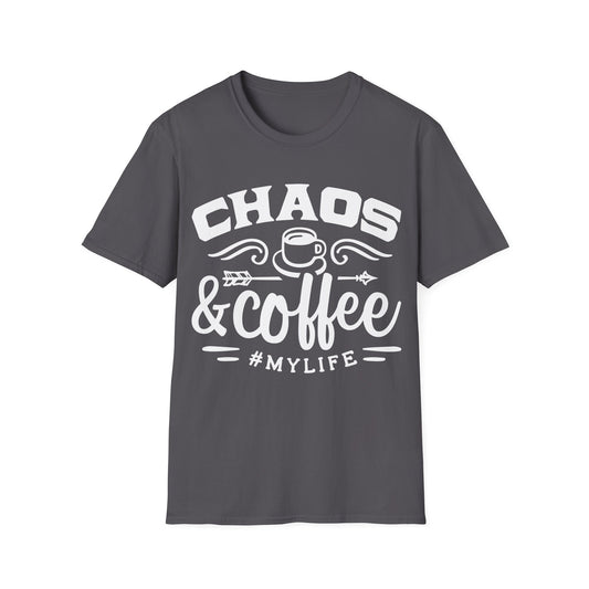 Womens Chaos and Coffee Lover Tshirt Funny Graphic Novelty Tee