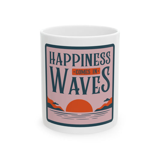 Retro Wave Ocean Beach Graphic Novelty Ceramic Coffee Mug