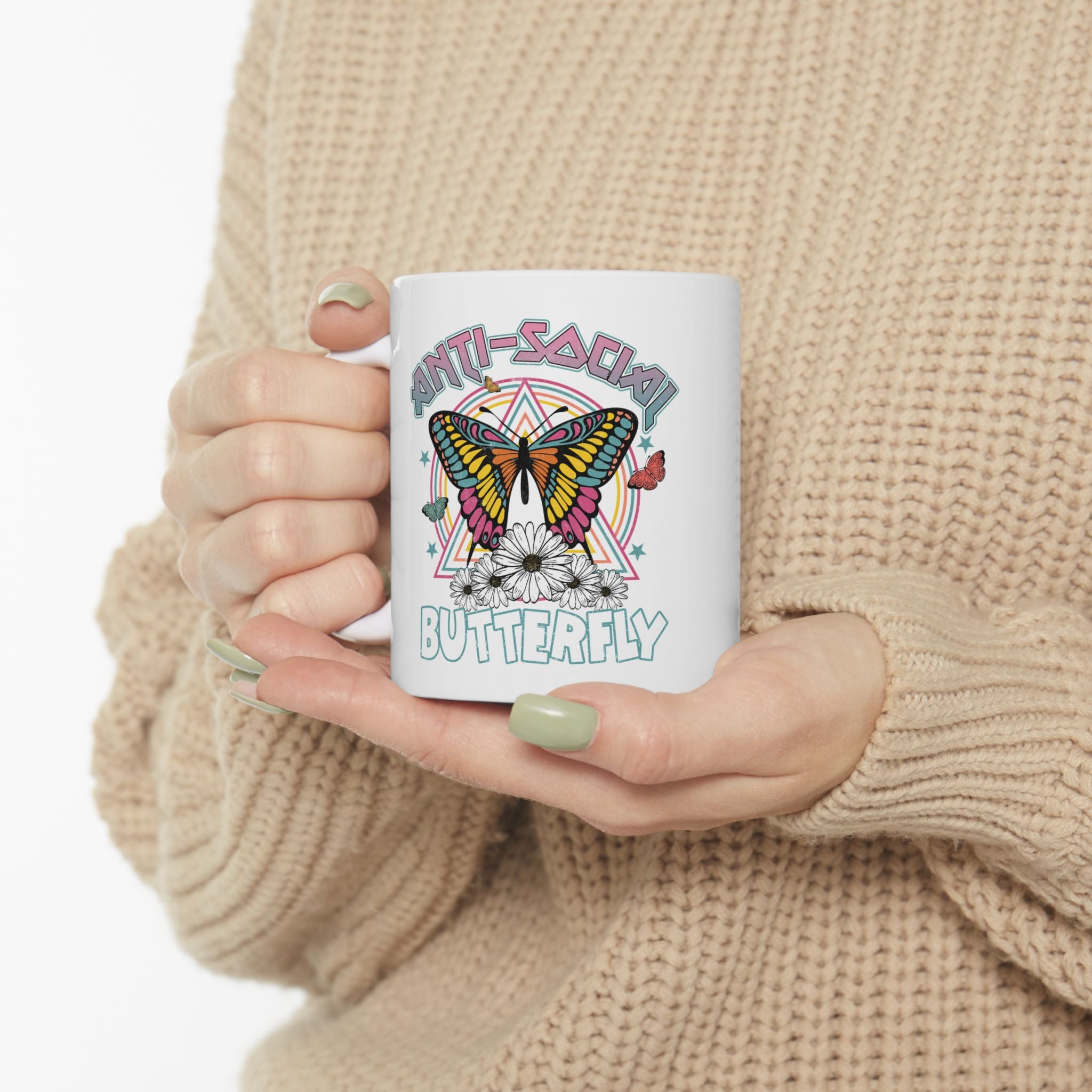 Anti Social Butterfly Funny Cute Women's Ceramic Coffee Mug