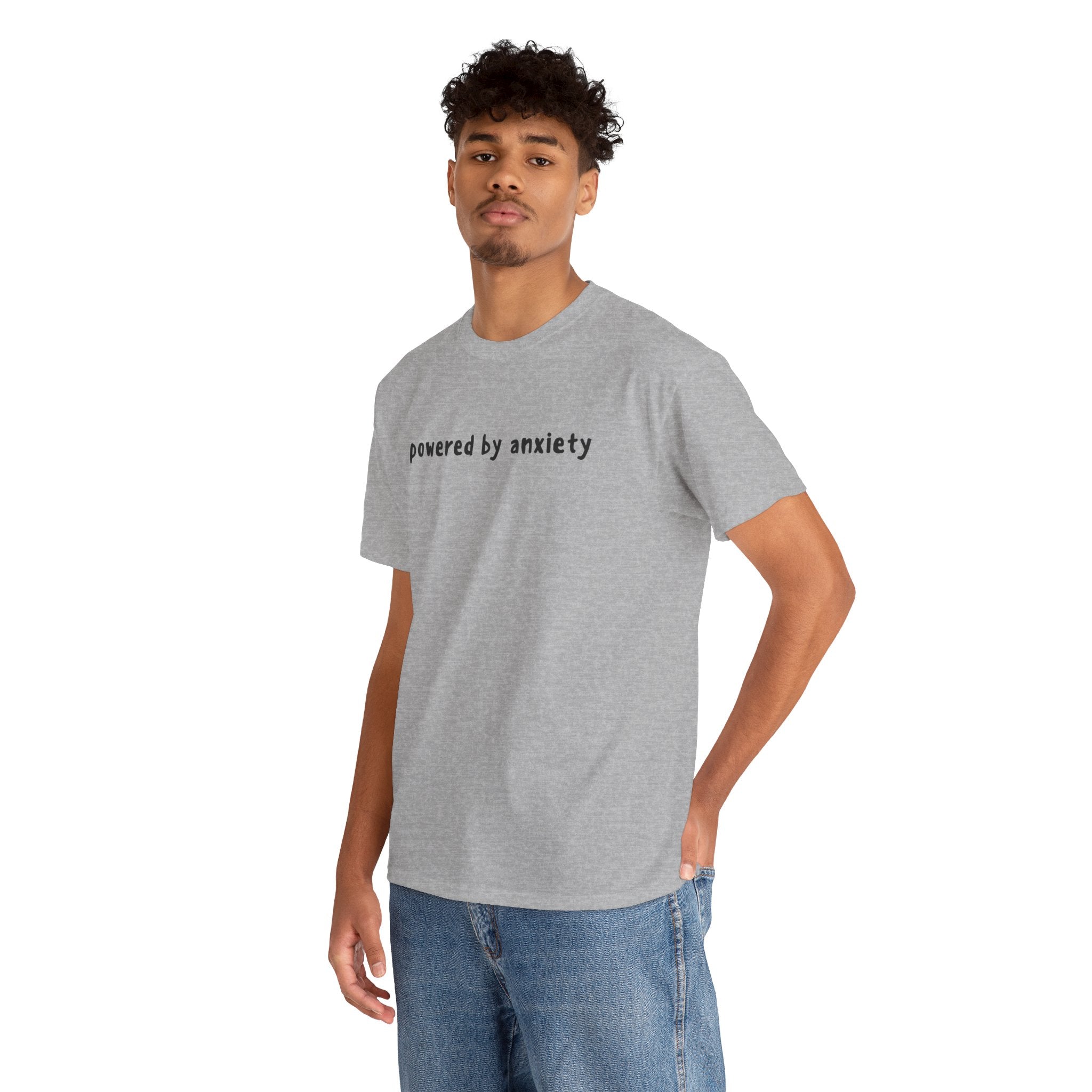 Powered By Anxiety Funny Meme Graphic Novelty Gift Unisex T-Shirt