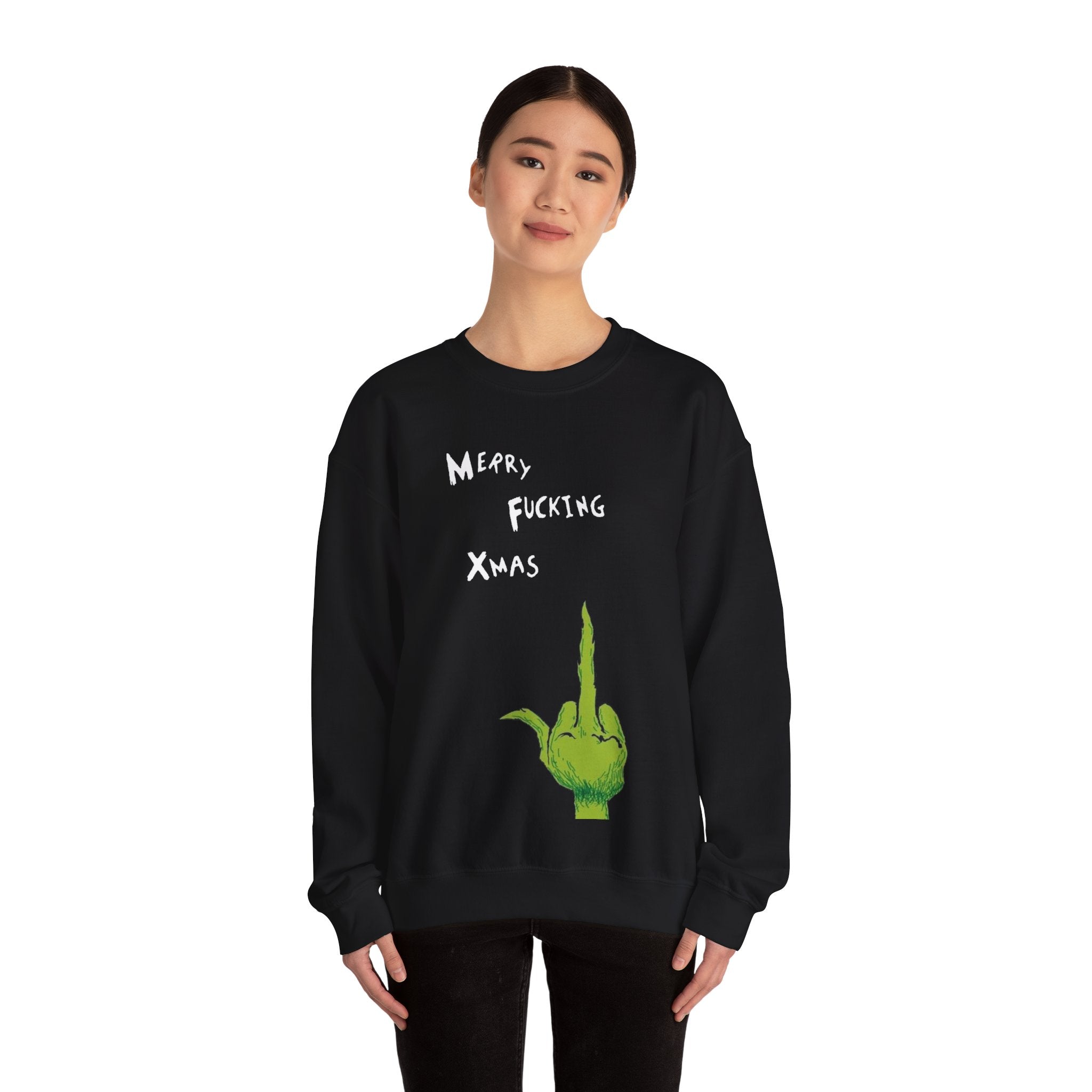 Merry F*cking Christmas Funny Grinch Movie Unisex Crewneck Sweatshirt