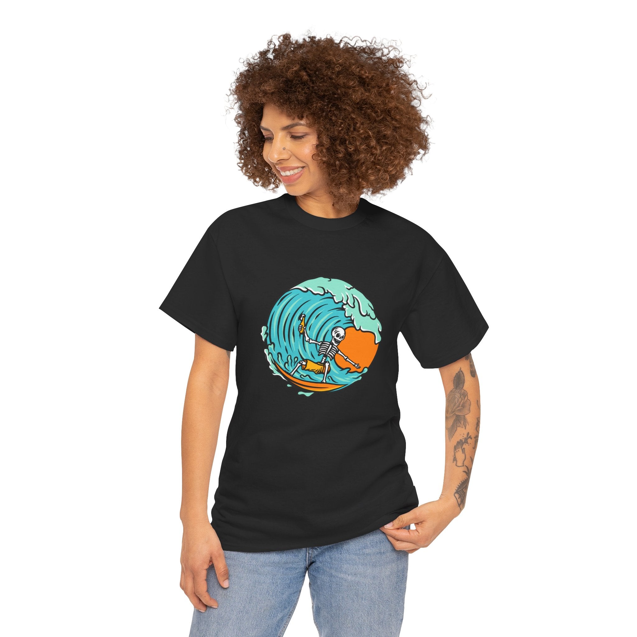 Surfing Skeleton Wave Mens Womens Unisex T-Shirt