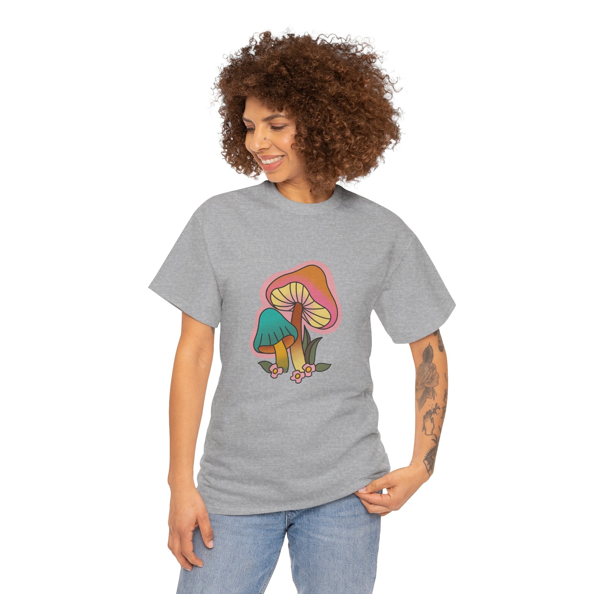 Cute Retro Hippie Mushroom Fungi Unisex Graphic Novelty Shirt Tee