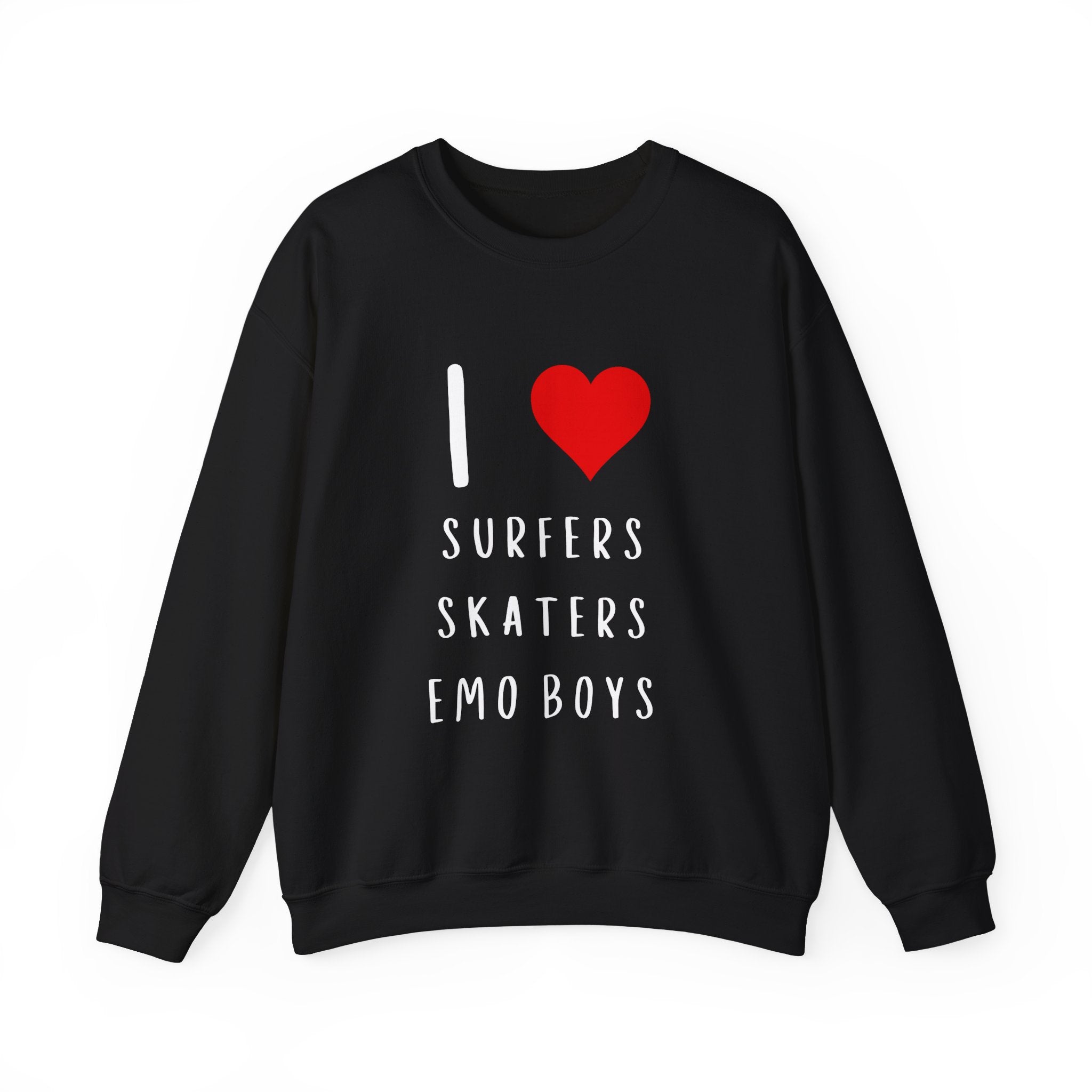 Funny Women's I Love Surfers Skaters Emo Boys Graphic Novelty Sweatshirt