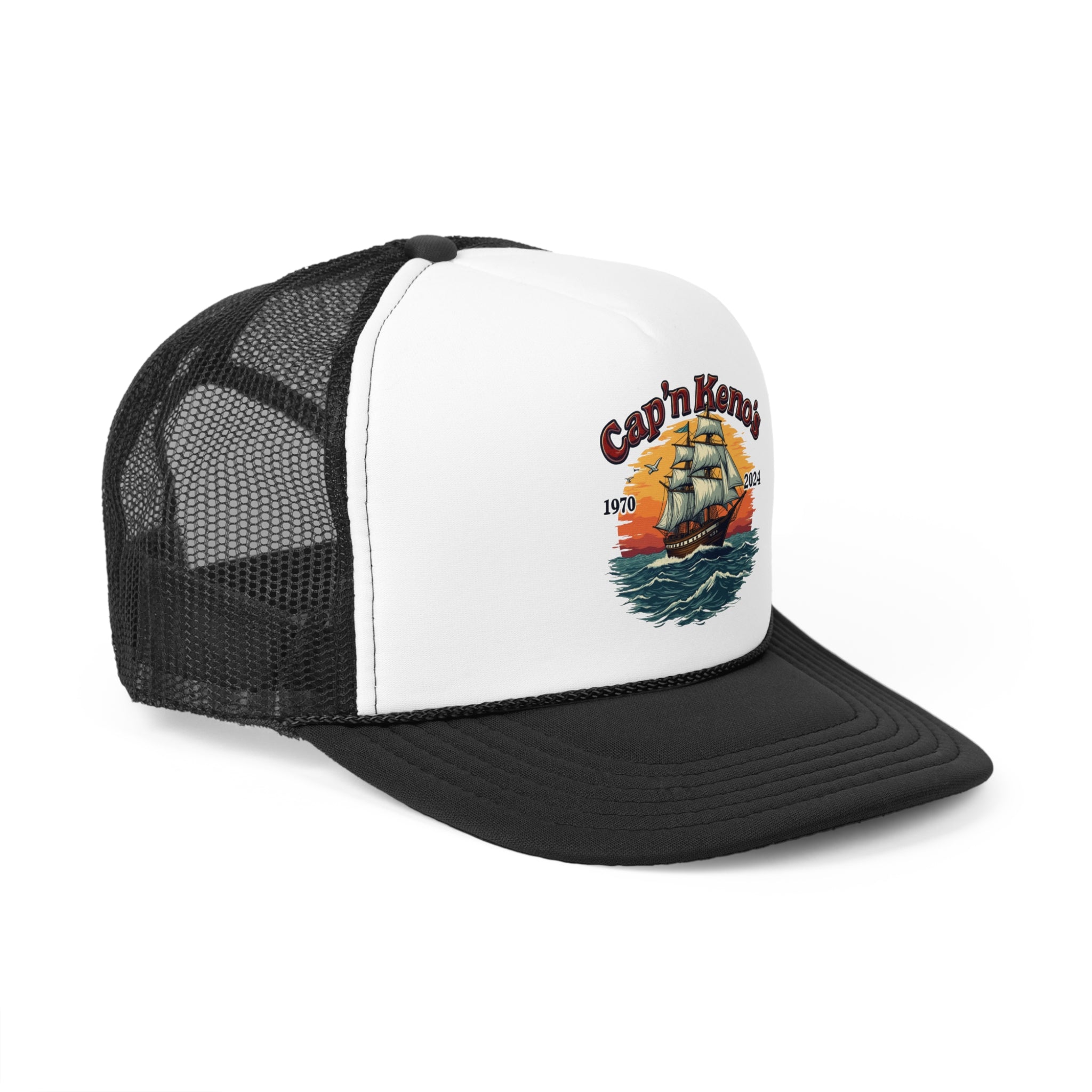 Cap'n Kenos Encinitas California Tribute Sailor Graphic Trucker Caps