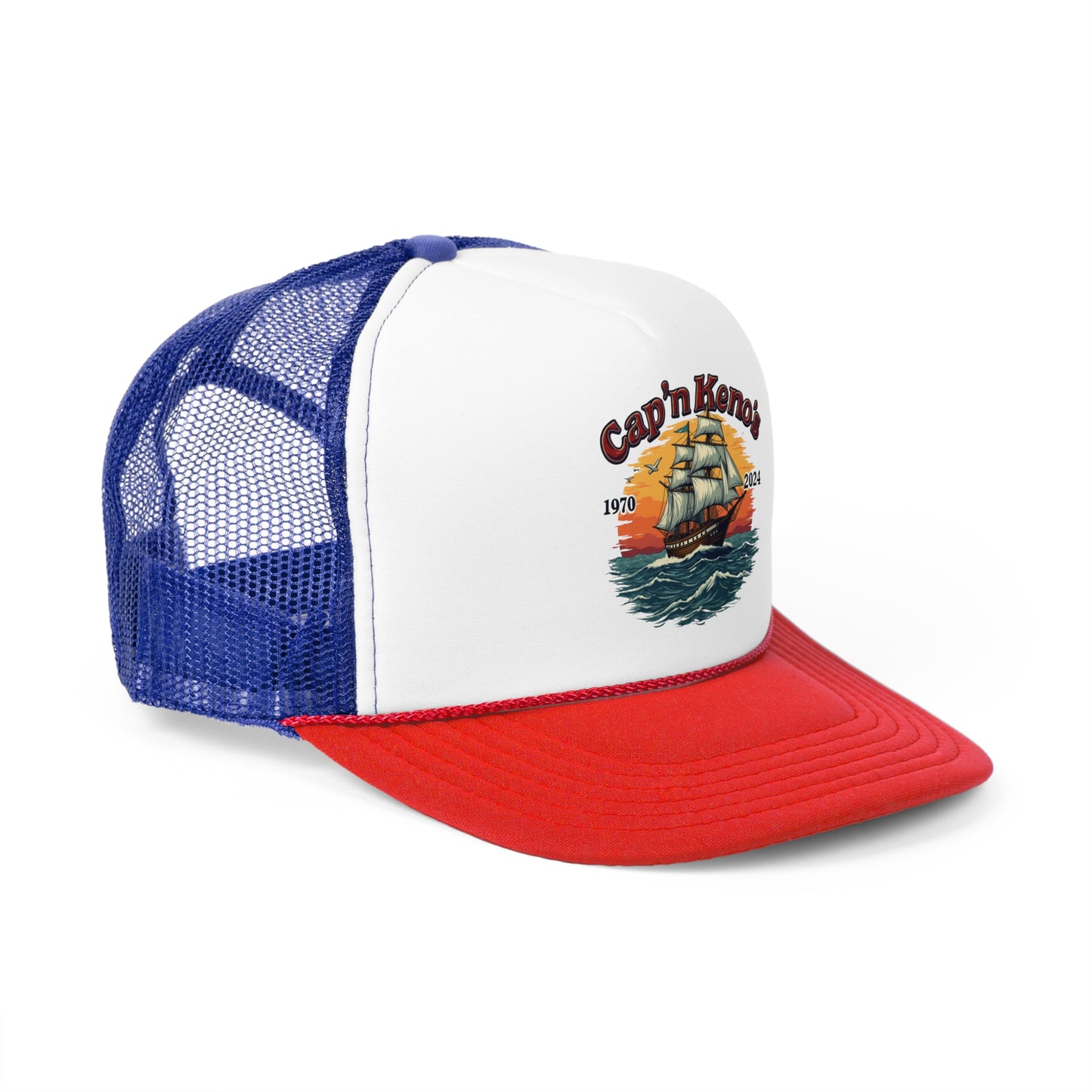 Cap'n Kenos Encinitas California Tribute Sailor Graphic Trucker Caps