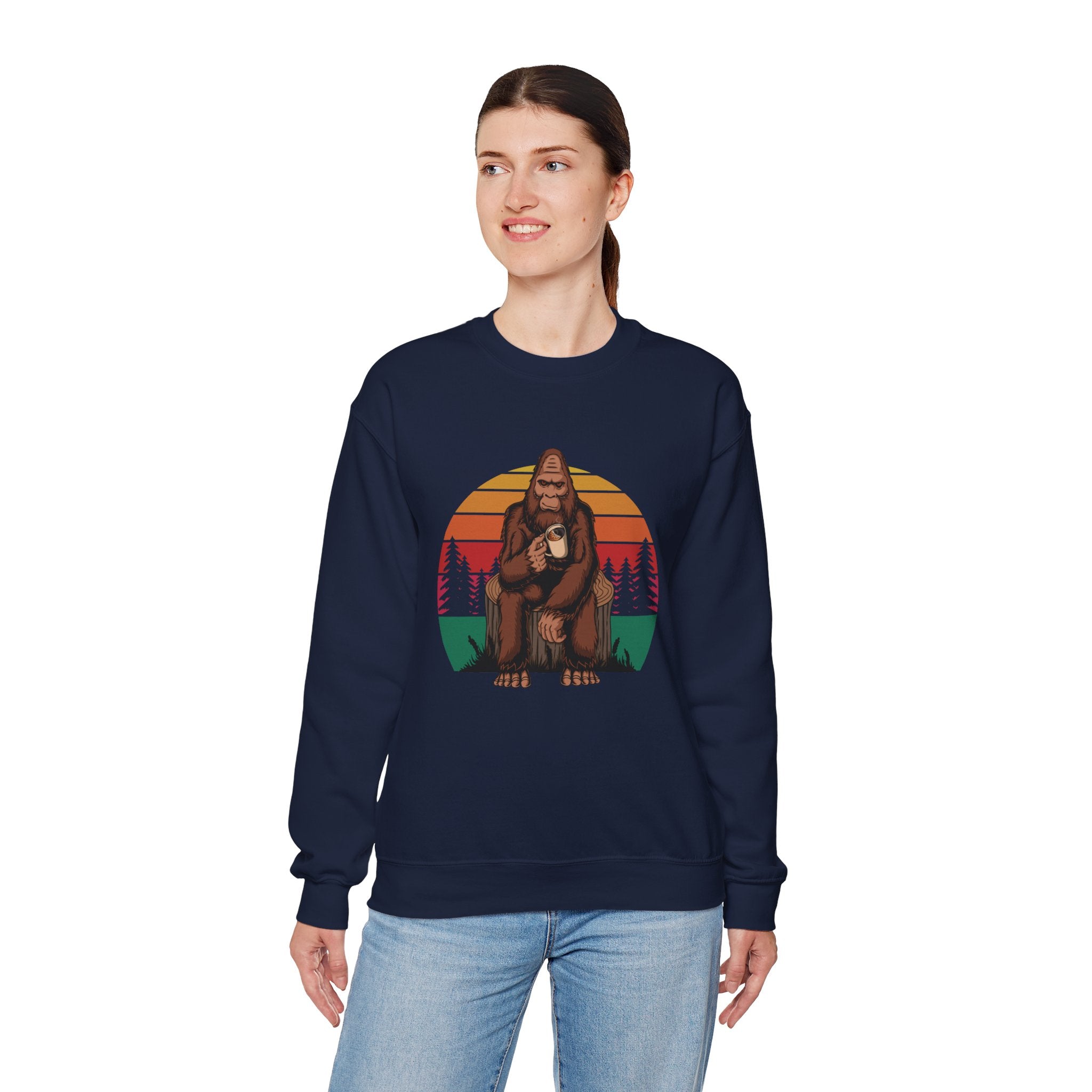 Bigfoot Coffee Drinker Outdoor Camping Unisex Mens Womens Sweatshirt