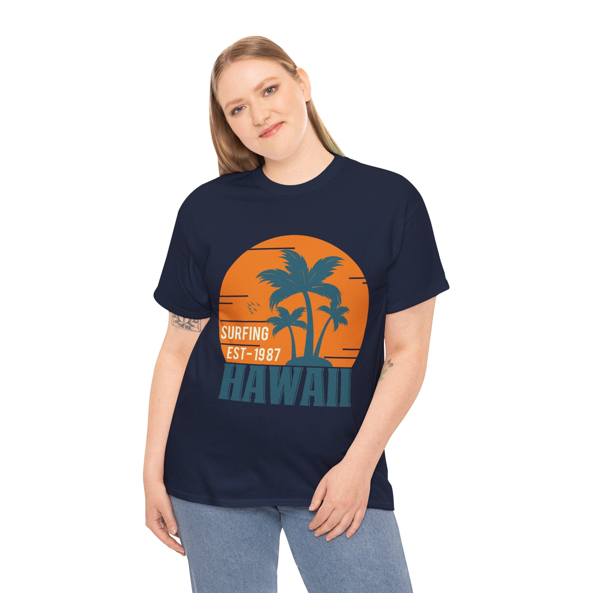 Surfing Hawaii HI Souvenir Gift Unisex Graphic Novelty T-Shirt