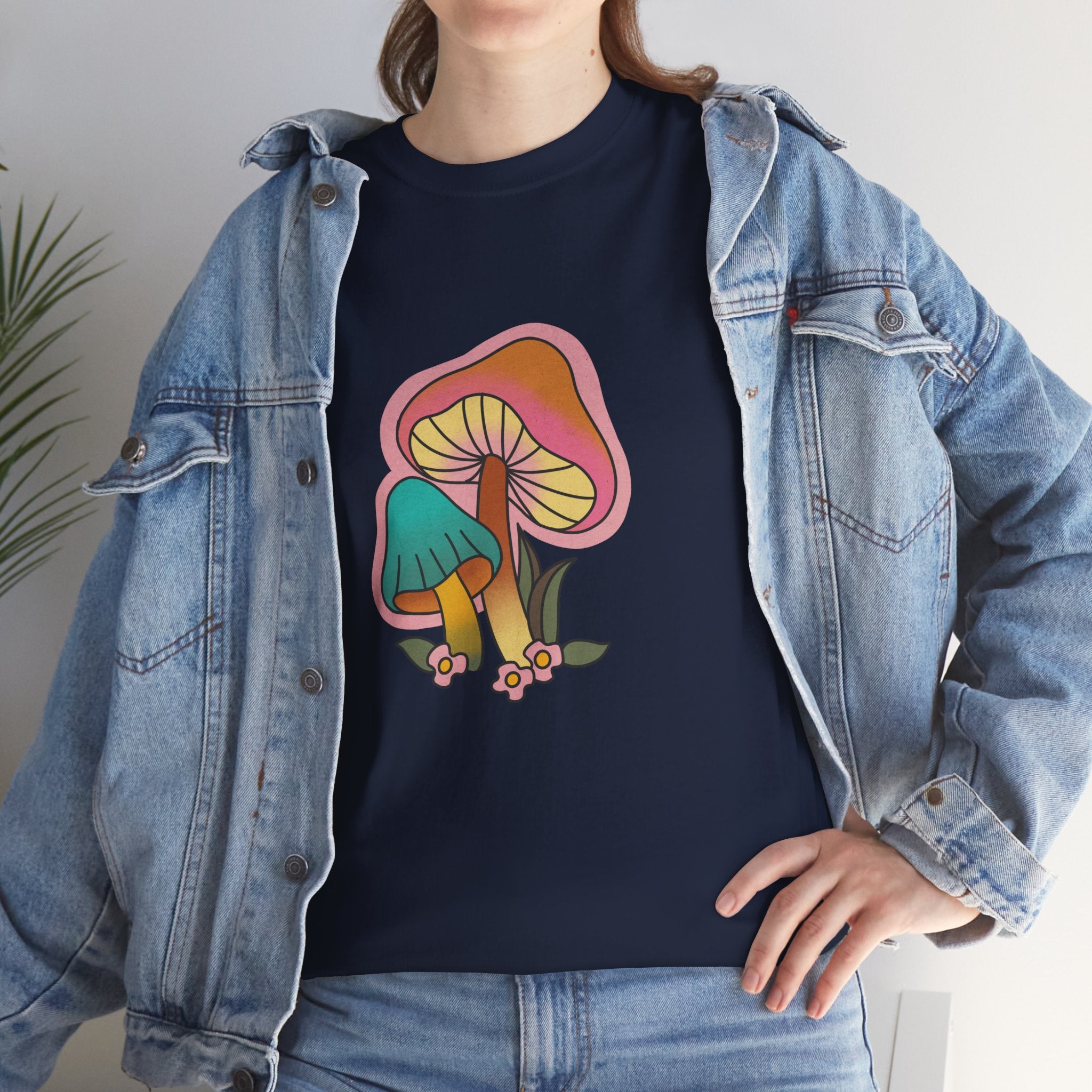 Cute Retro Hippie Mushroom Fungi Unisex Graphic Novelty Shirt Tee