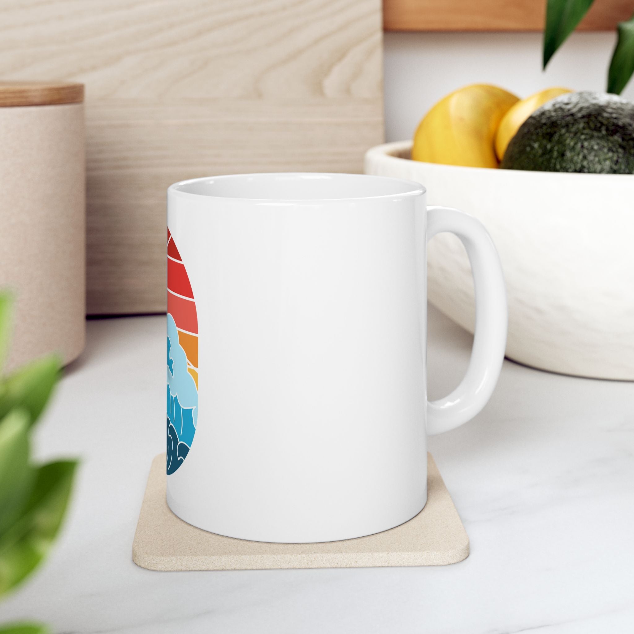 Cute Wave Ocean Sunset Vintage Retro Ceramic Coffee Mug