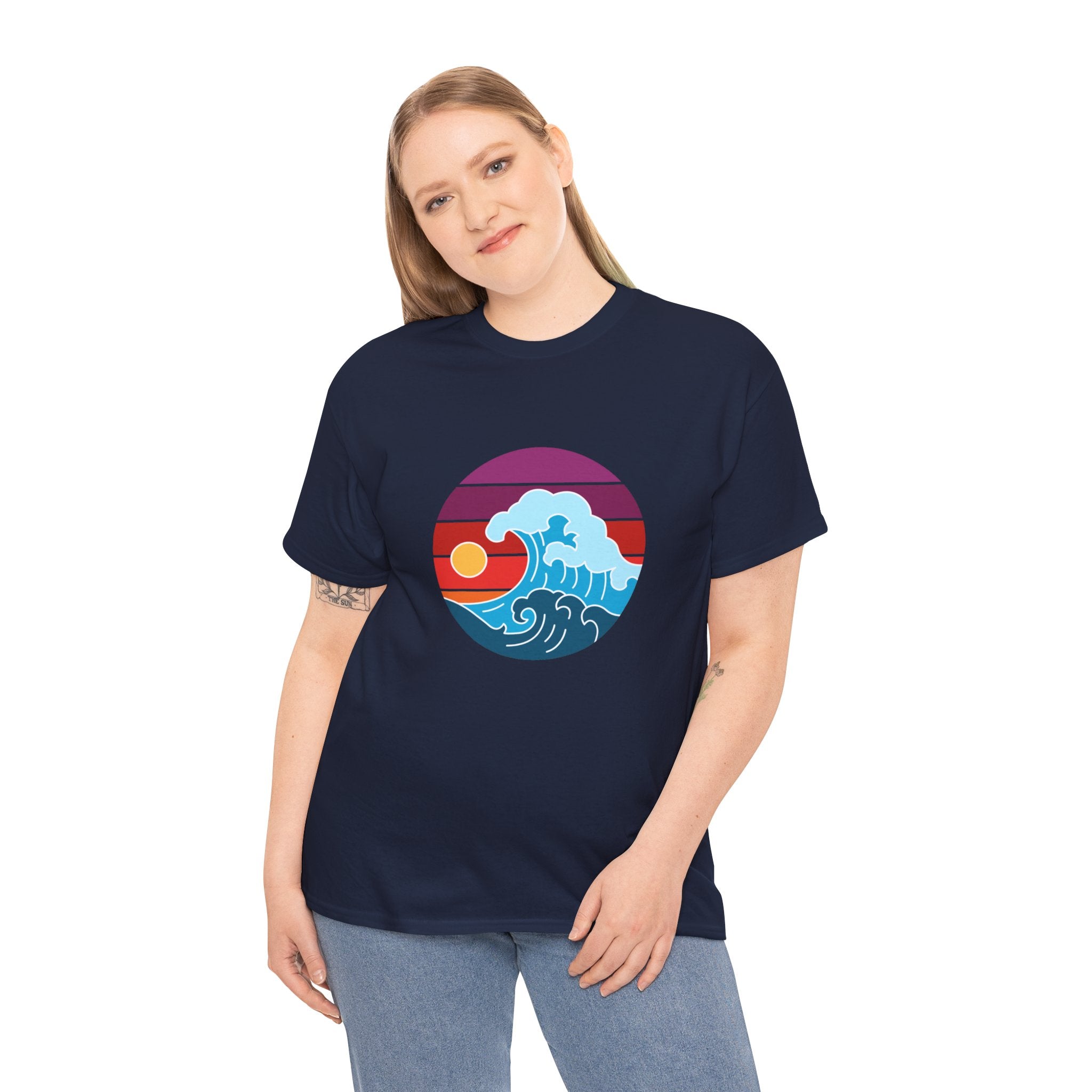 Wave Sunset Ocean Unisex Graphic Novelty Shirt Tee