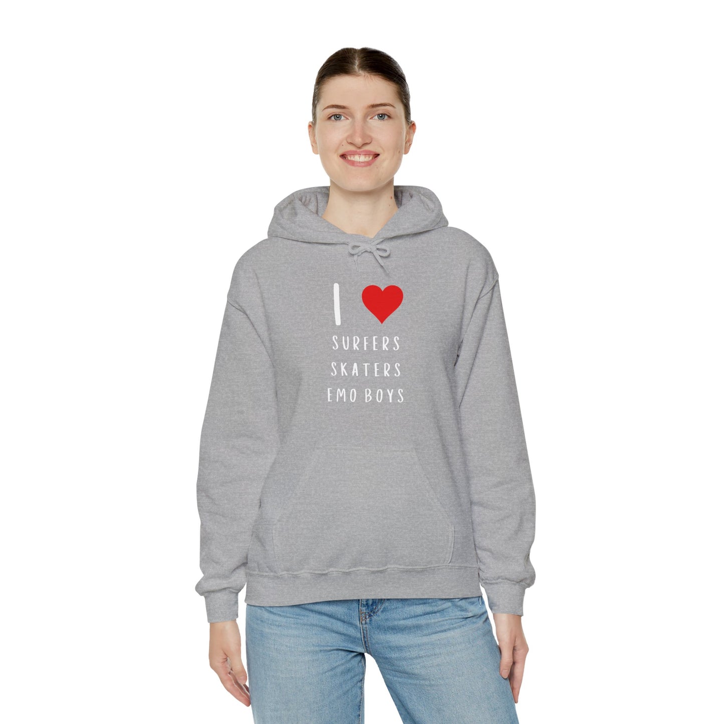 Funny Women's I Love Surfers Skaters Emo Boys Graphic Novelty Hoodie