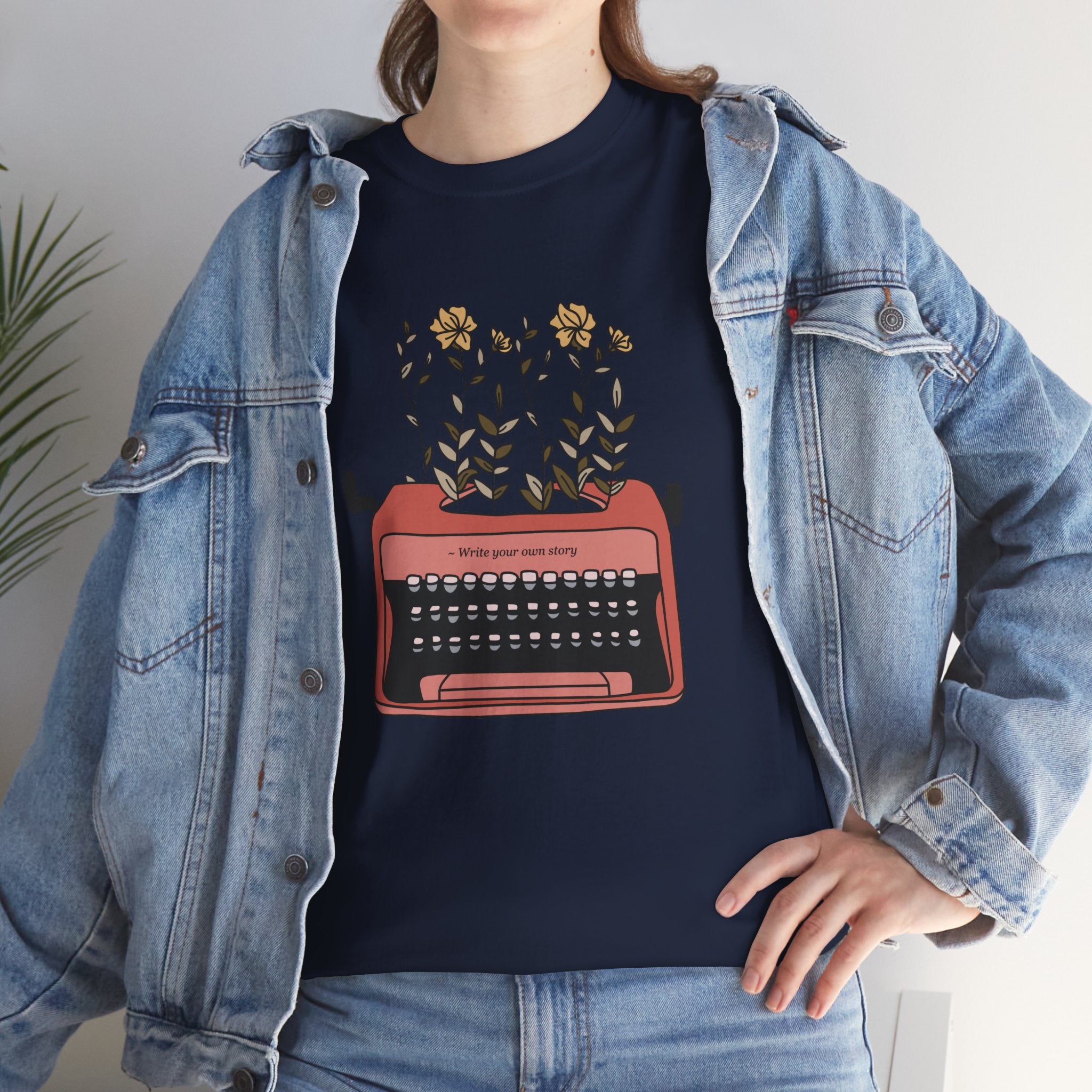 Cute Typewriter Flowers Retro Unisex Graphic Novelty Shirt Tee