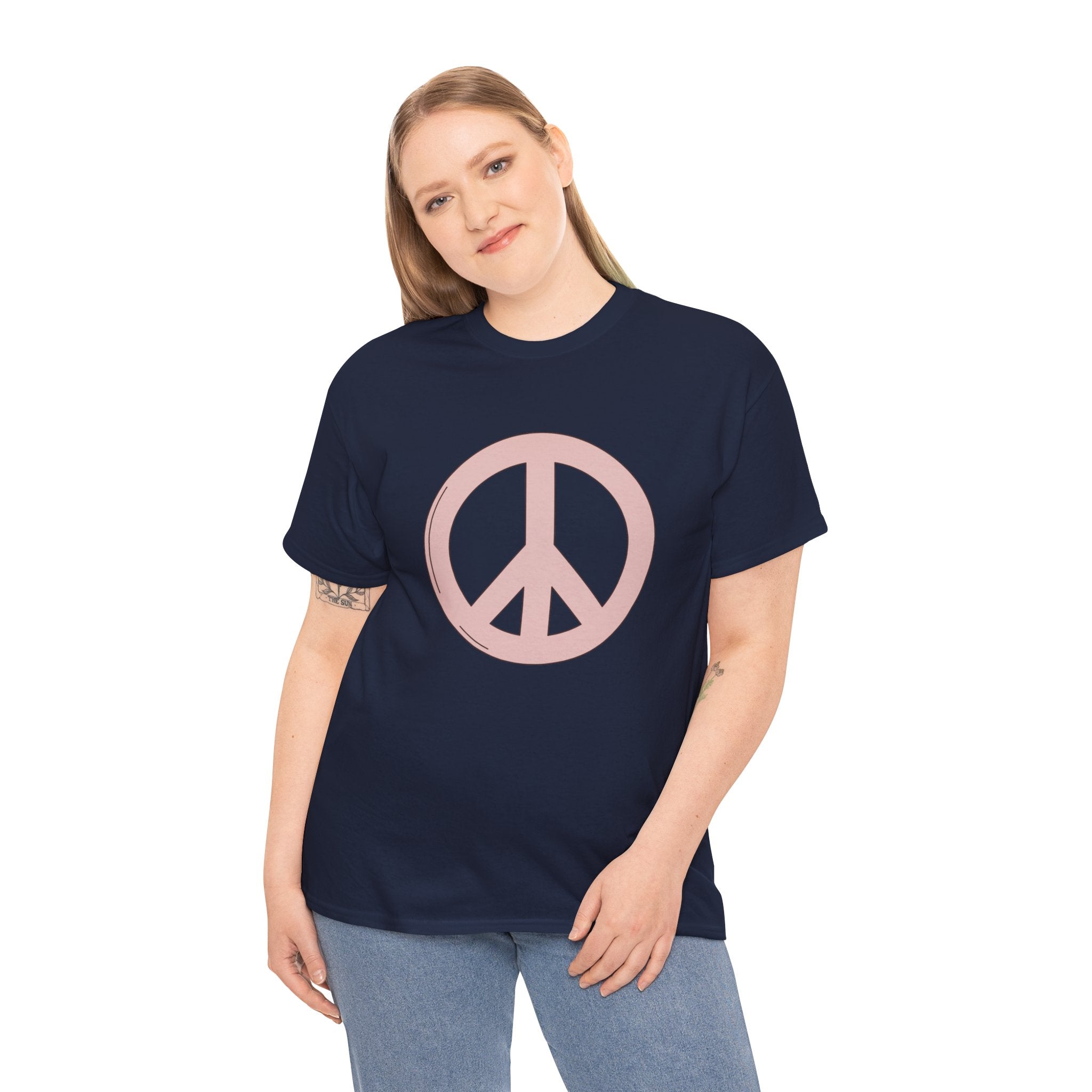 Cute Retro Pink Peace Sign Unisex Graphic Novelty Shirt Tee