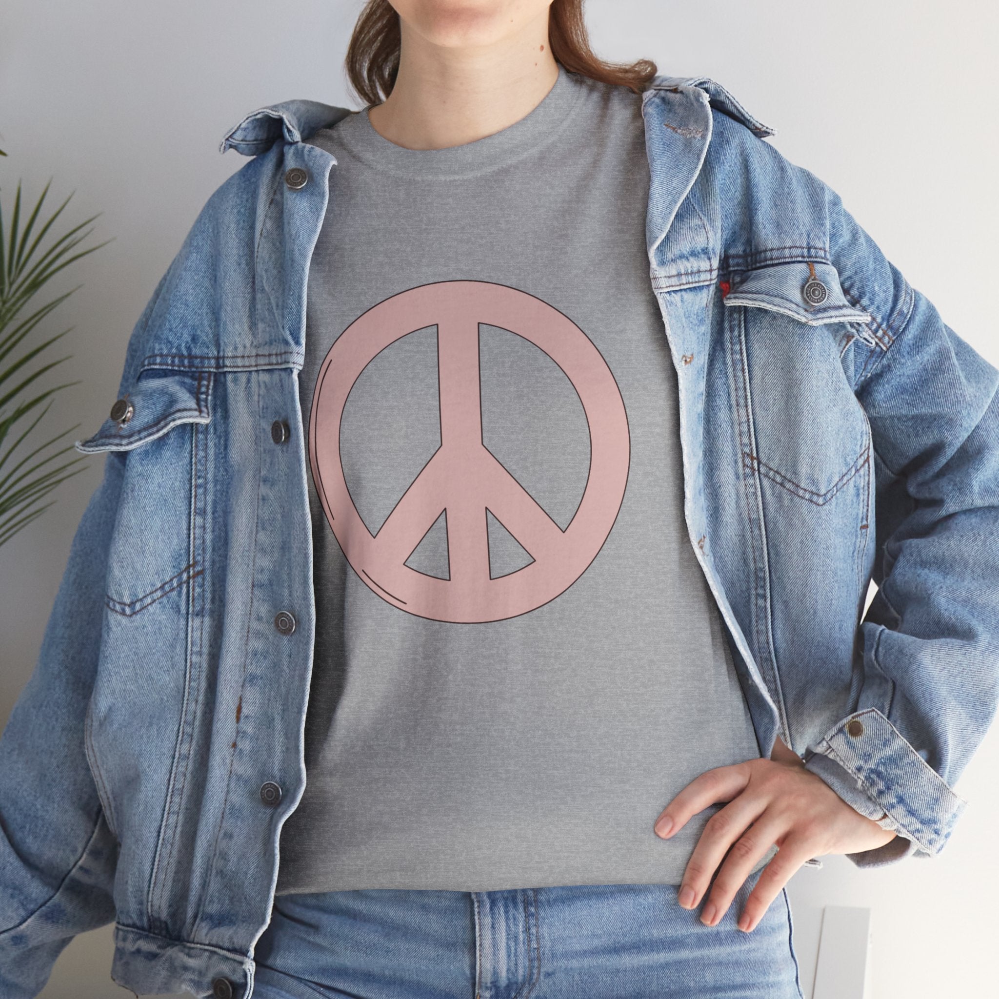 Cute Retro Pink Peace Sign Unisex Graphic Novelty Shirt Tee