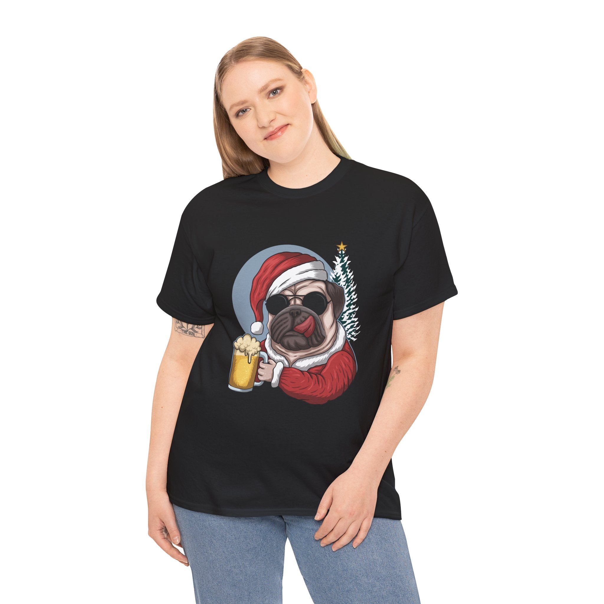 Santa Pug Dog Christmas Holiday Unisex T-Shirt