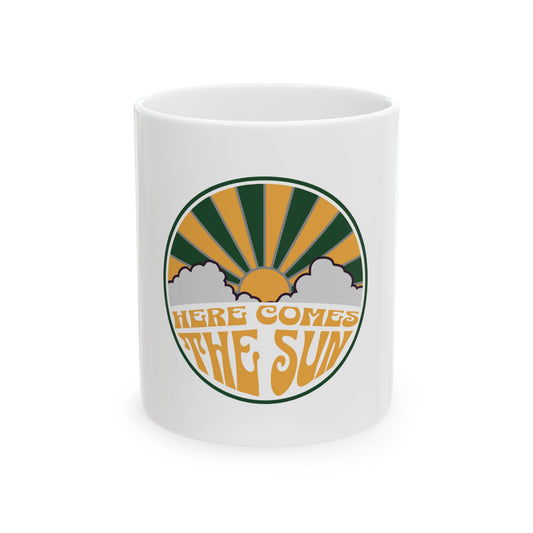 Here Come The Sun Cute Boho Retro Graphic Novelty Ceramic Coffee Mug