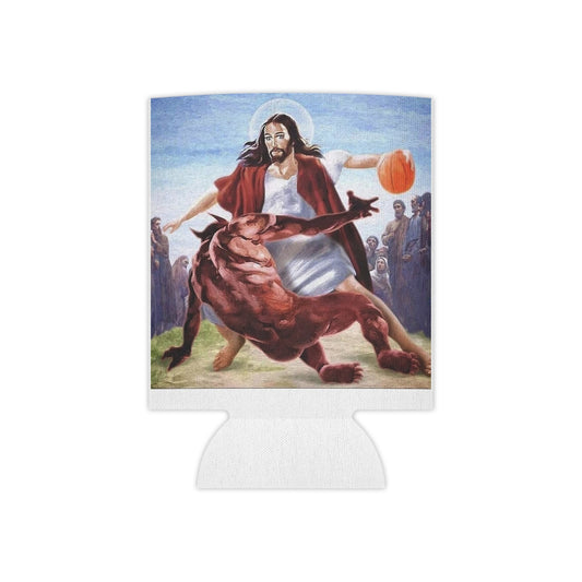 Funny Jesus Basketball Meme Beer Soda Can Cooler Koozie