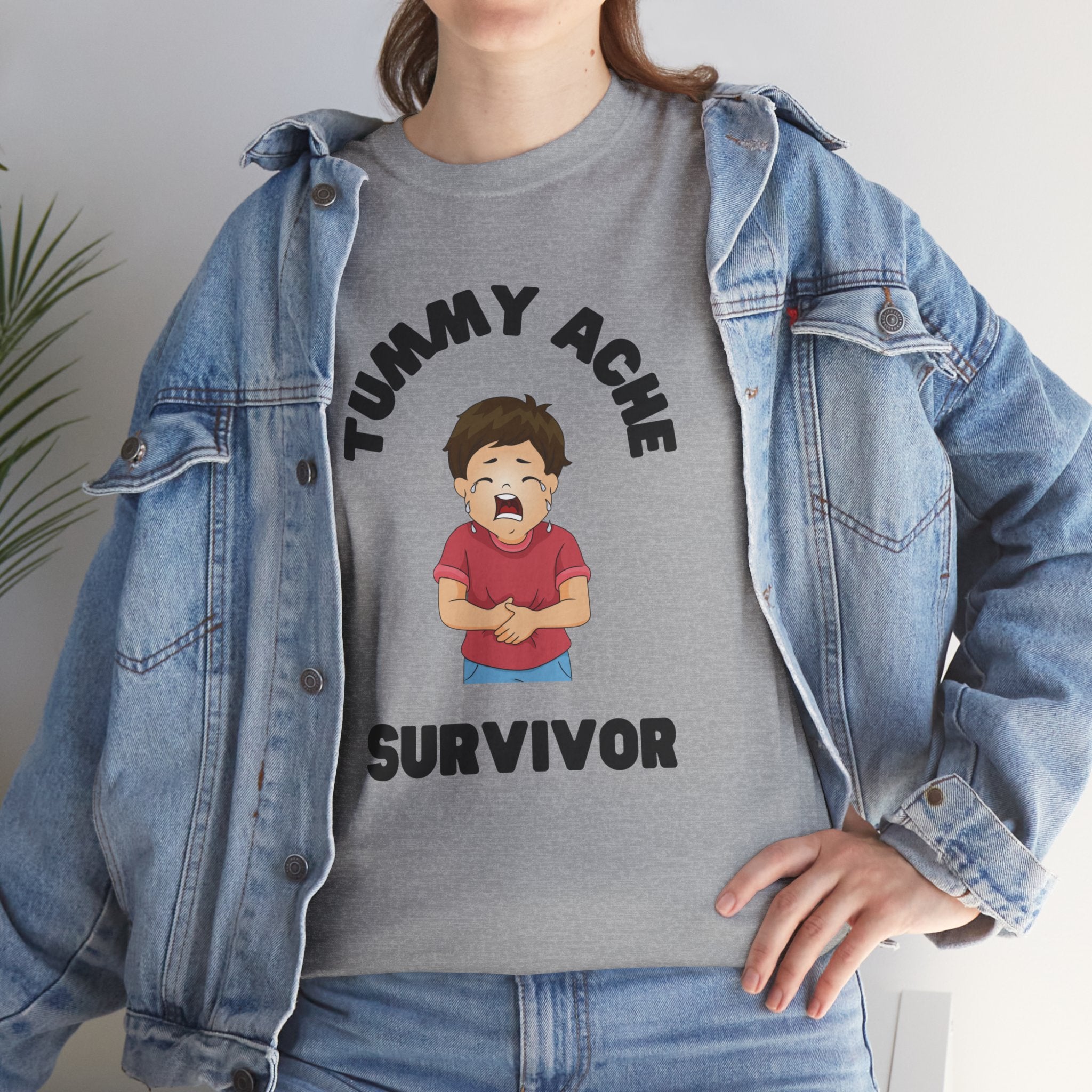 Tummy Ache Survivor Funny Meme Unisex Mens Women T-Shirt