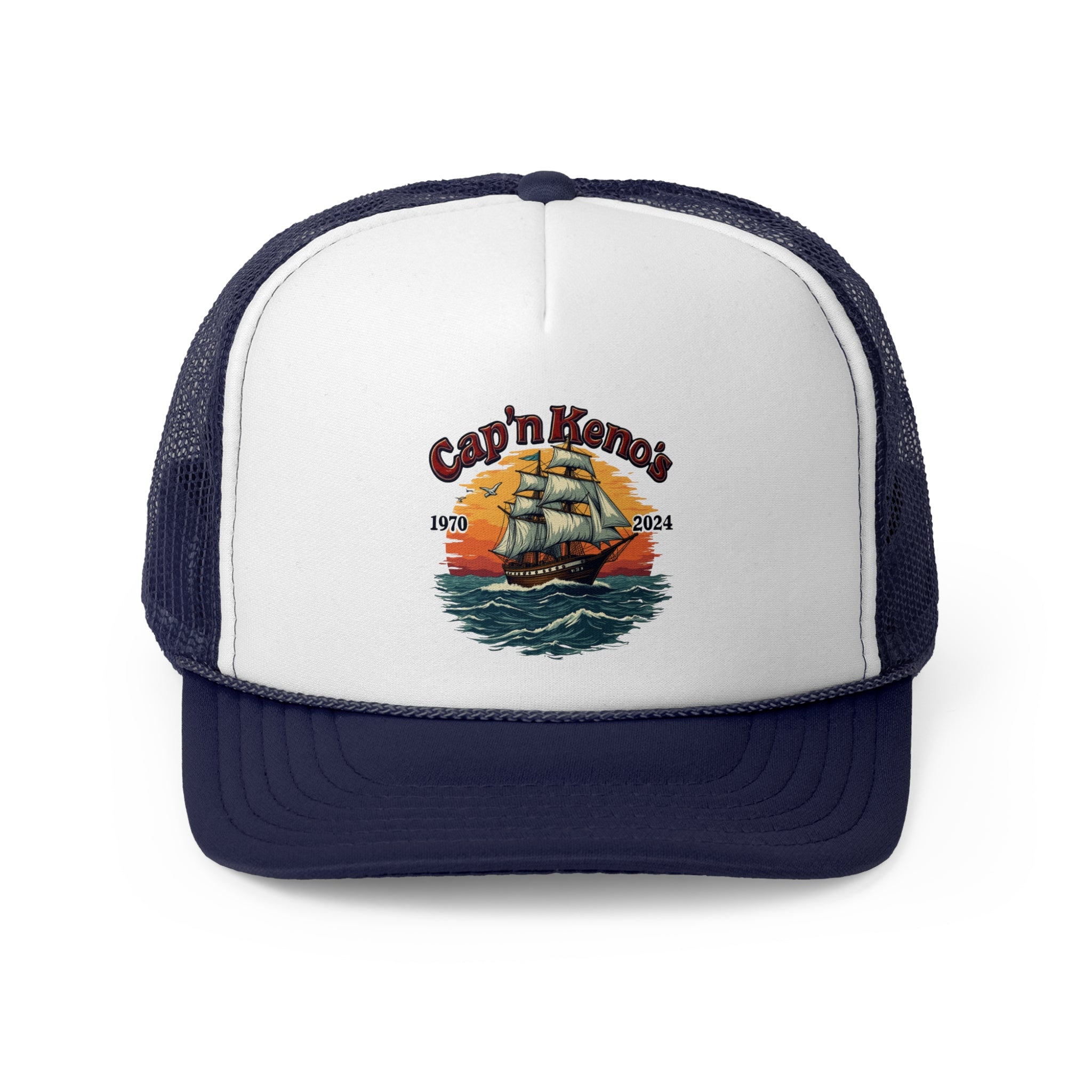 Cap'n Kenos Encinitas California Tribute Sailor Graphic Trucker Caps