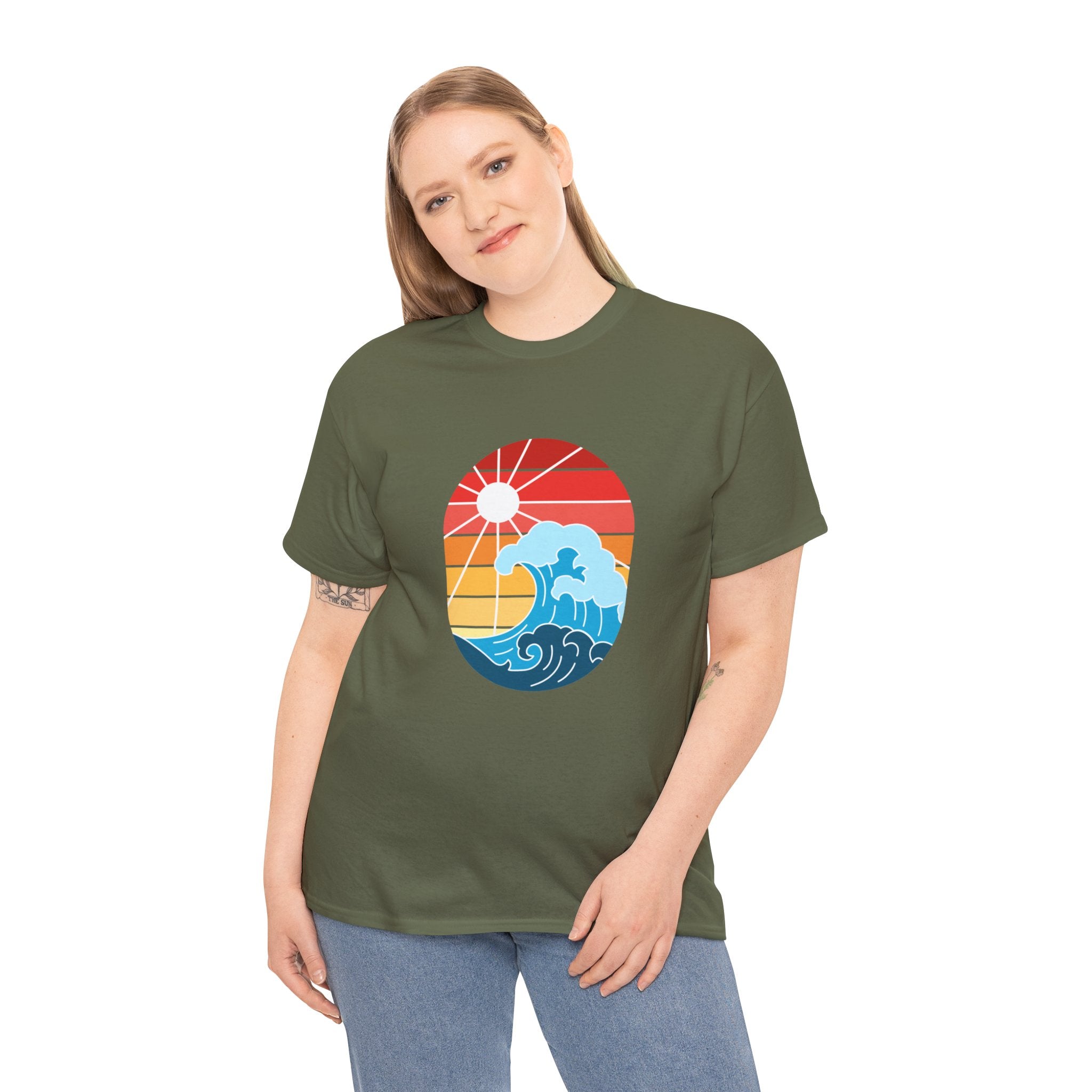 Wave Ocean Sunset Unisex Graphic Novelty Shirt Tee